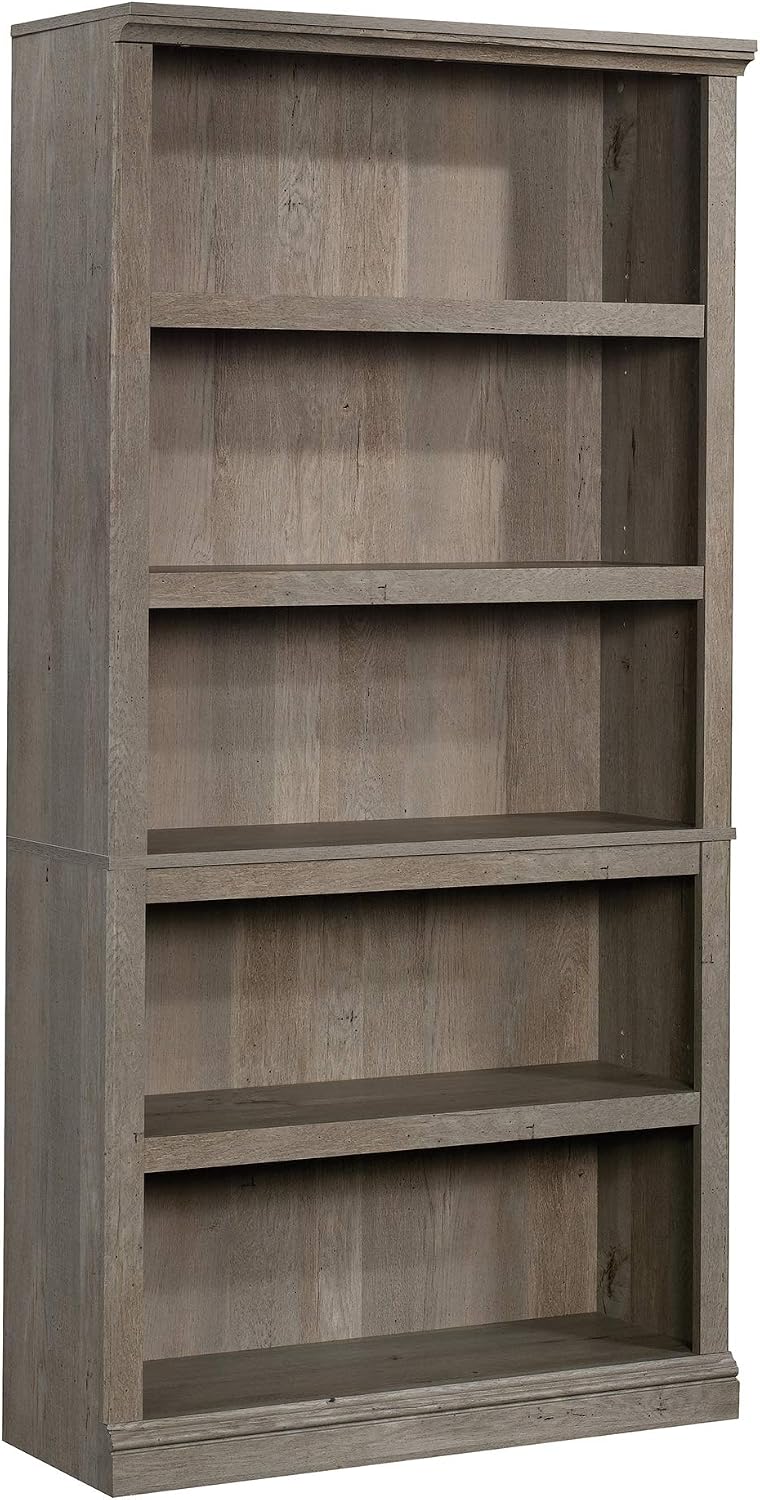 5-Shelf Split Bookcase / Bookshelf, Oiled Oak Finish - Image 15