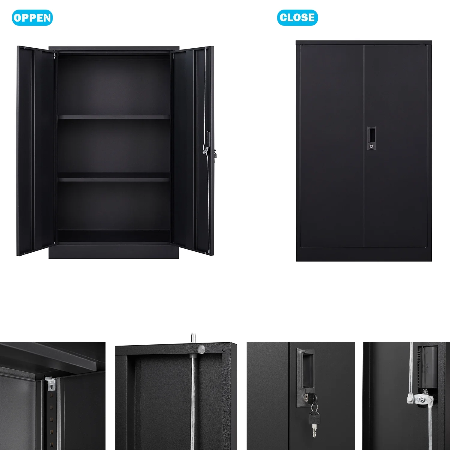 Metal Storage Cabinet with Locking Doors and Adjustable Shelf, Folding Filing Storage Cabinet, Rolling Storage Locker Cabinet for Home Office,School,Garage, White - Image 29
