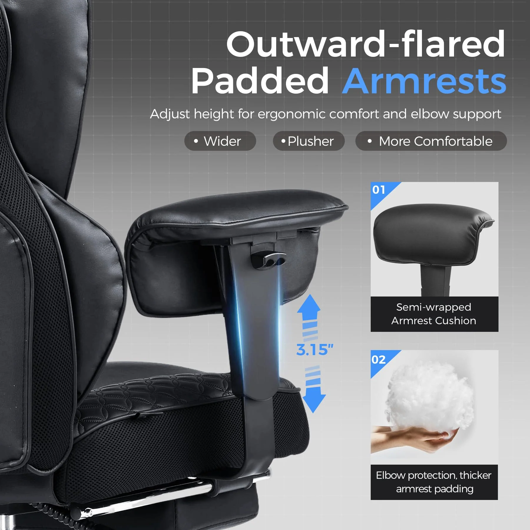 400 LBS Big and Tall Gaming Chair, Ergonomic High Back Computer Desk Chair for Gaming, Work and Home Office - Image 6