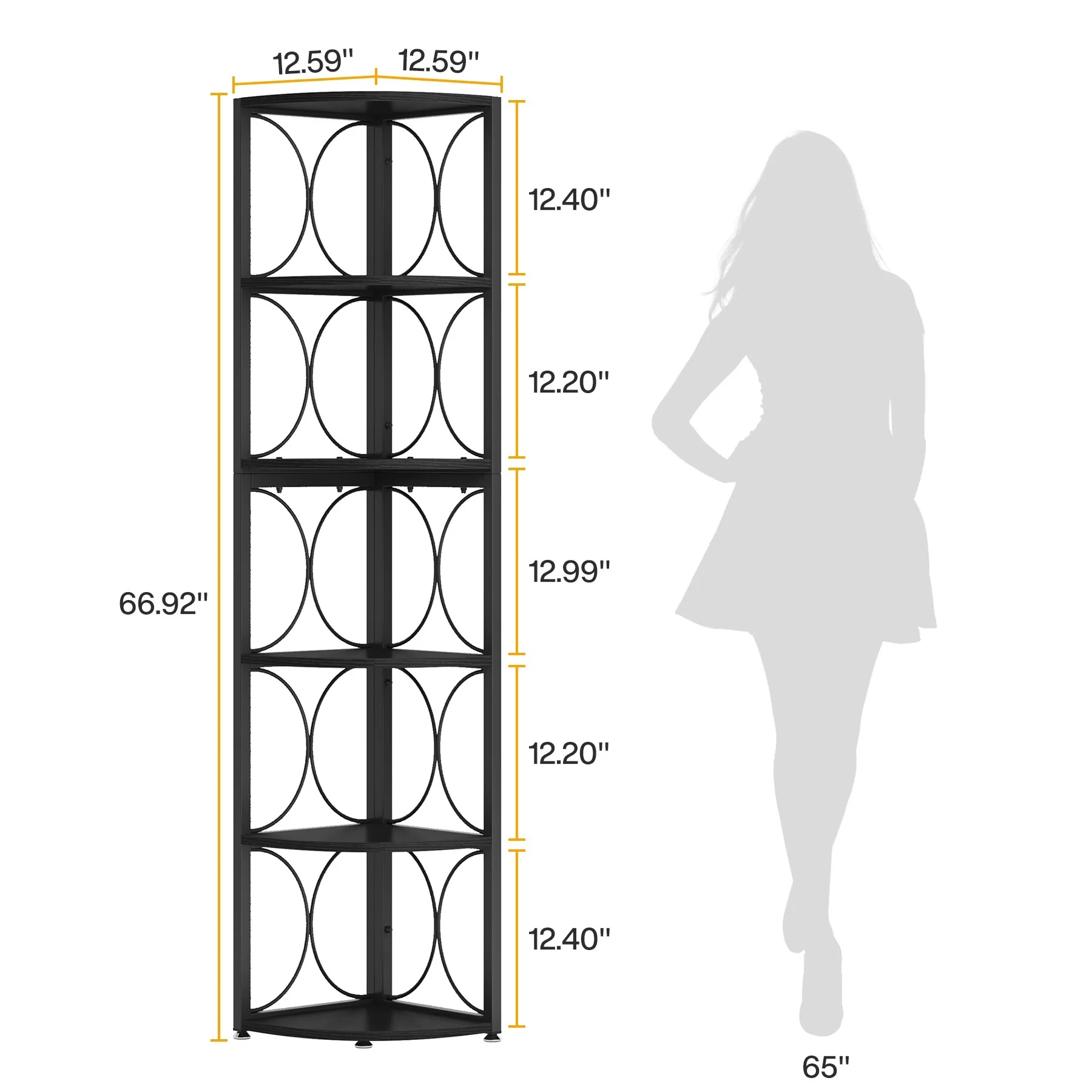67 Inch Tall Corner Shelf, Freestanding Corner Bookshelf and Storage Shelving Unit - Image 22
