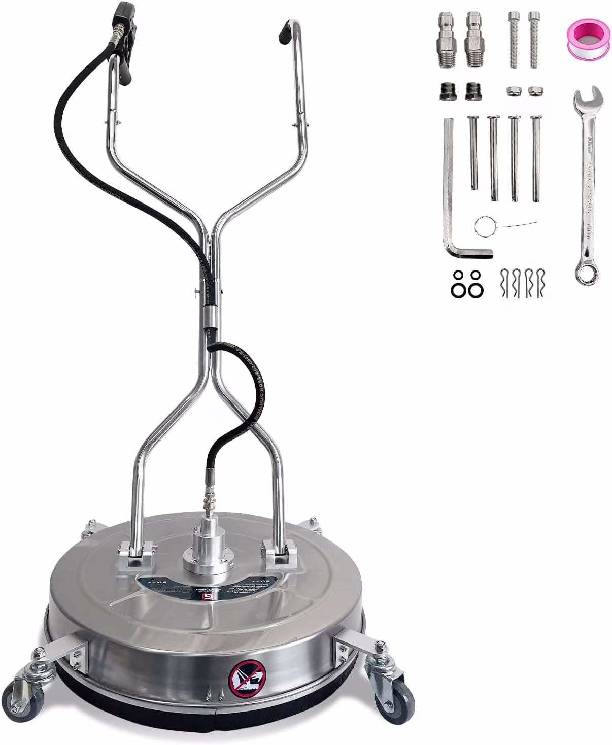 Garvee 24" Pressure Washer Surface Cleaner with Dual Handles -C Stainless Steel, 4-Wheel Design for Driveways, Sidewalks, Curbs, Decks, & Patios -C 4900 PSI, High-Efficiency Cleaning Accessory