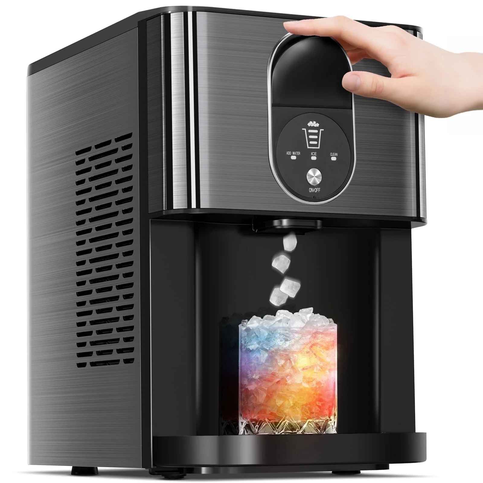 Auseo Ice Maker Countertop with Soft Chewable Ice, 44 Lbs/24H, Self-Cleaning, One-Click Operation for Home/Party(Black) - Image 9
