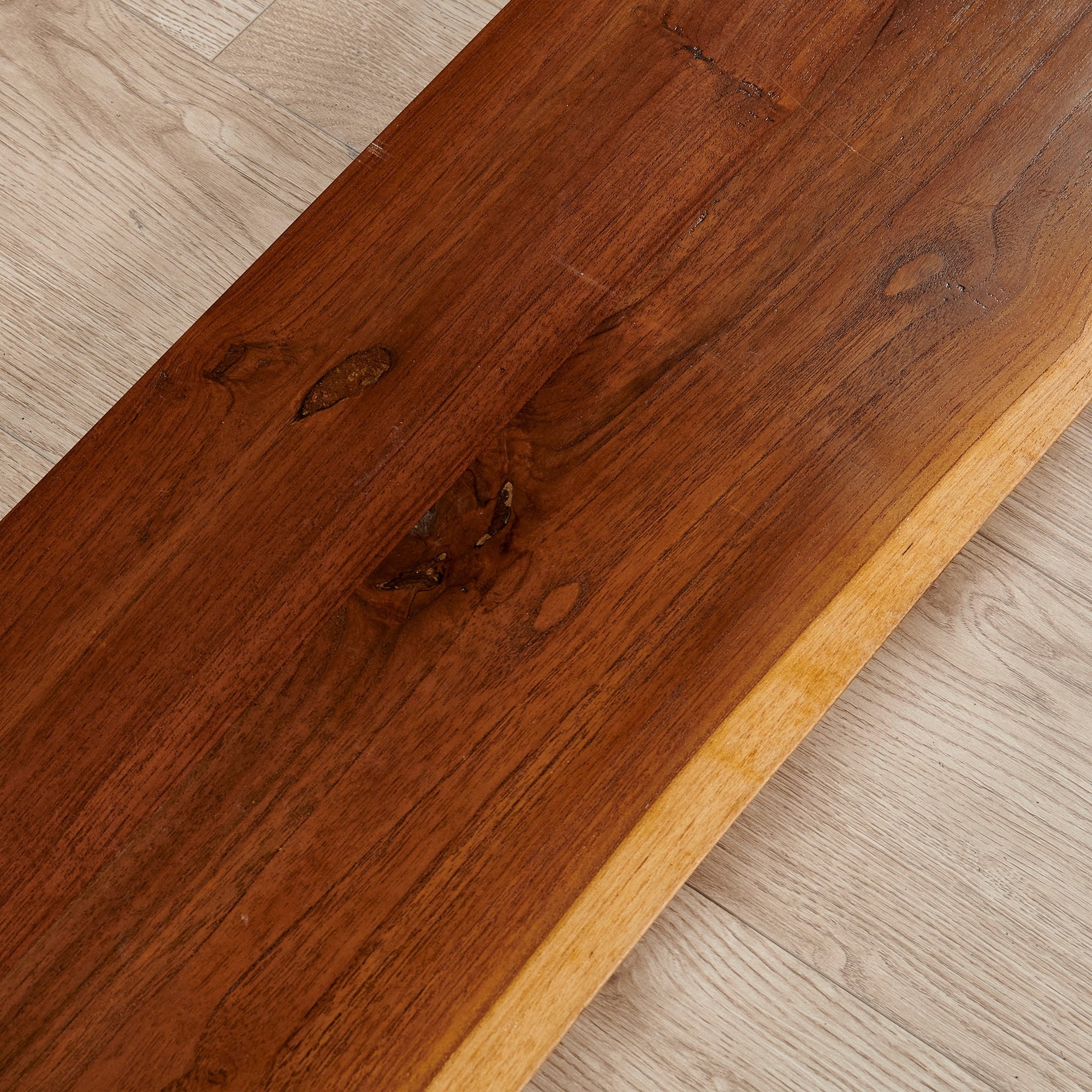 1 Piece Teak Wood Wall Shelf with Live Edge, Rustic Floating Shelf for Home Decor - Image 11