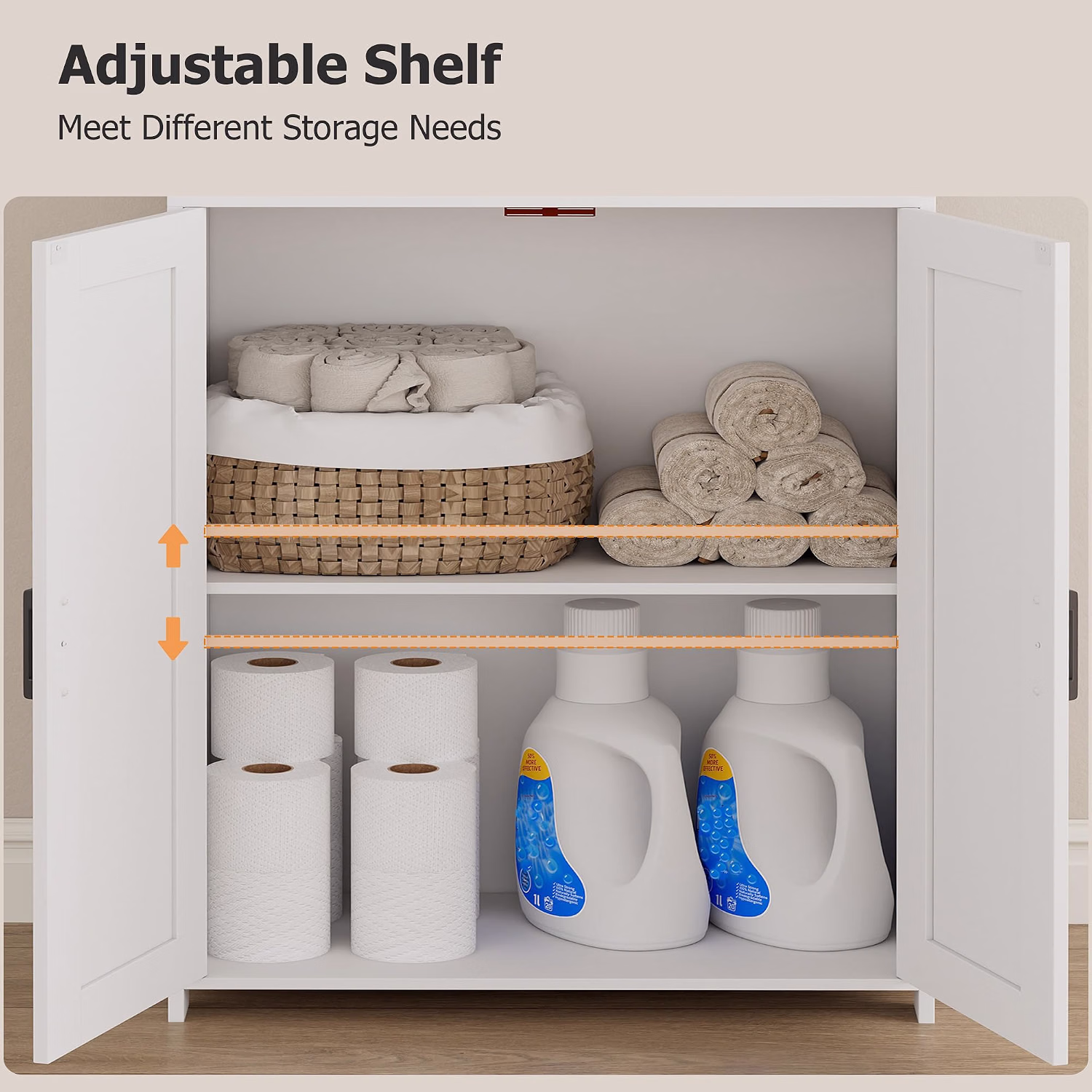 67" Tall Bathroom Storage Cabinet, Bathroom Floor Cabinet - Image 4