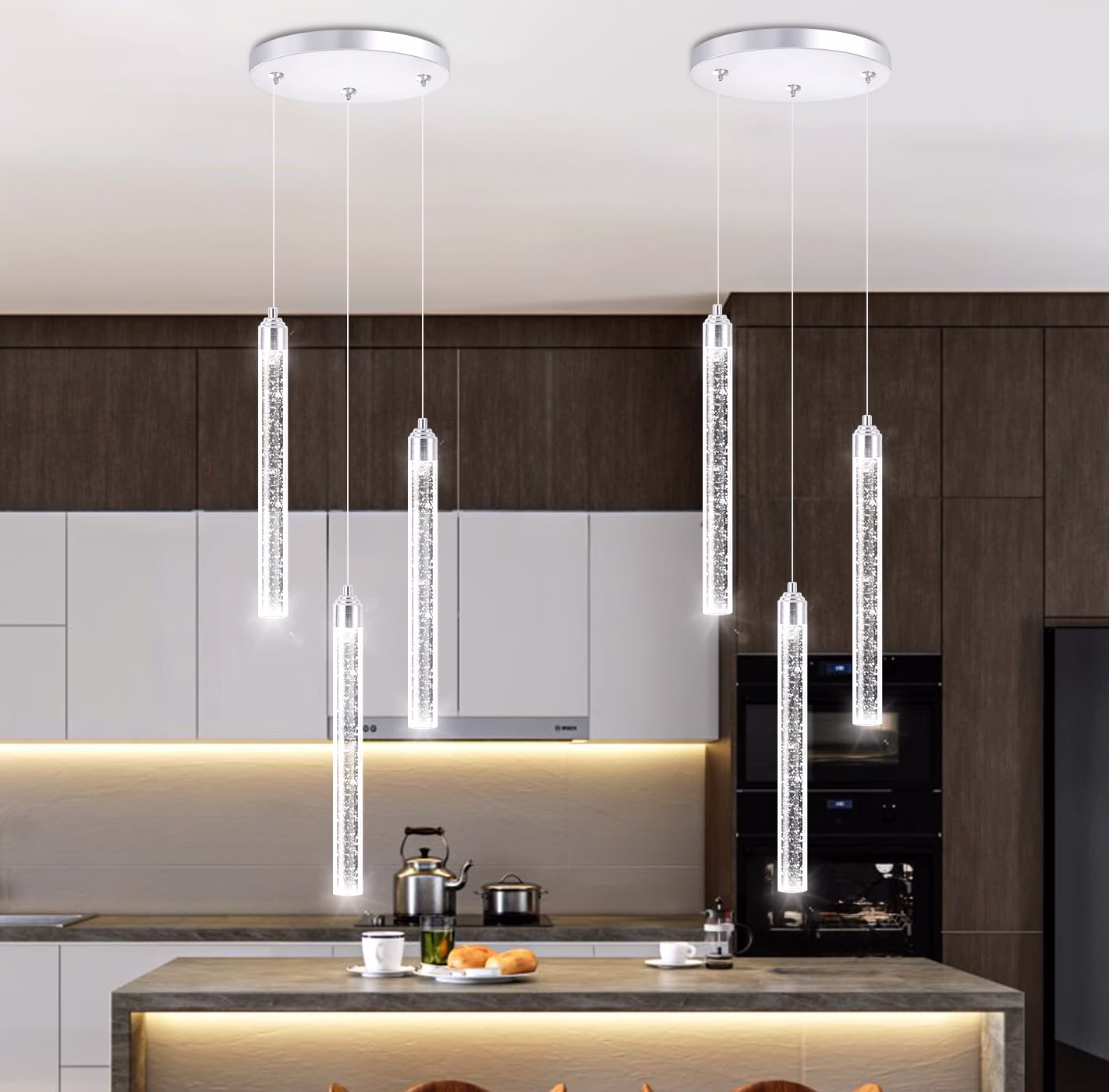 Modern Crystal Pendants Lighting Mini Chandelier for Kitchen Island LED Dimmable Ceiling Handing Lighting Adjustable Flush Mount Ceiling Light for Dining Room Hallway - Image 18
