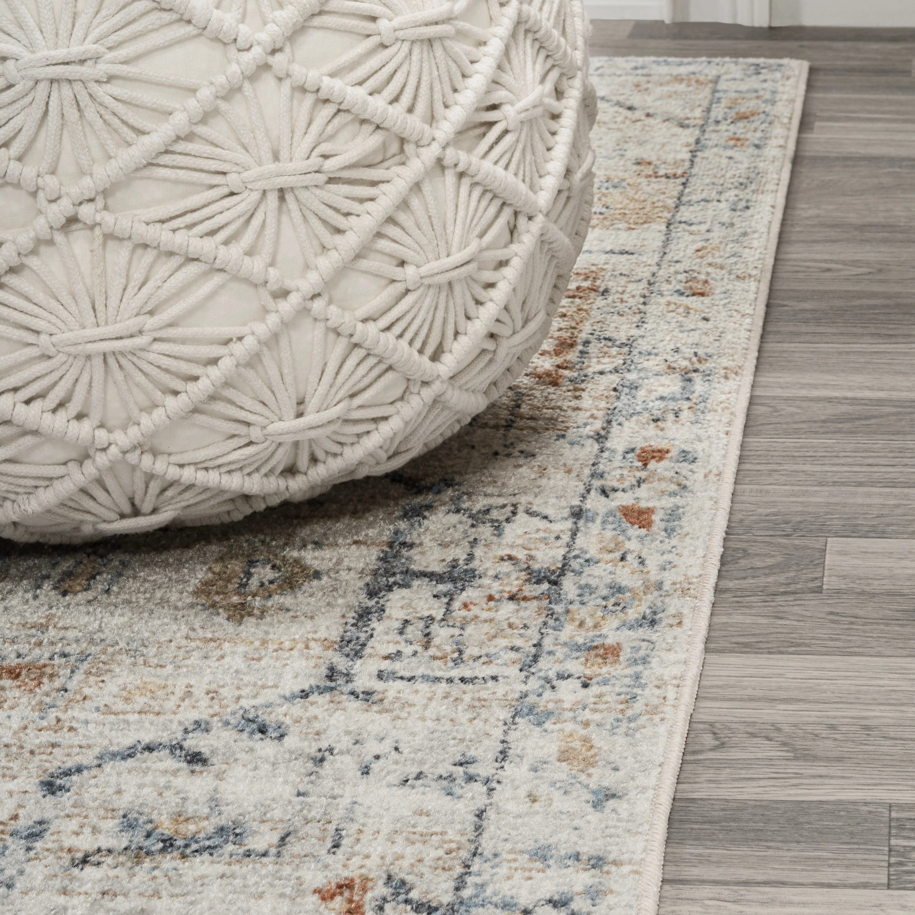 Bohemian Medallion Low-Pile Machine-Washable Area Rug, Cream and Terra - Image 50