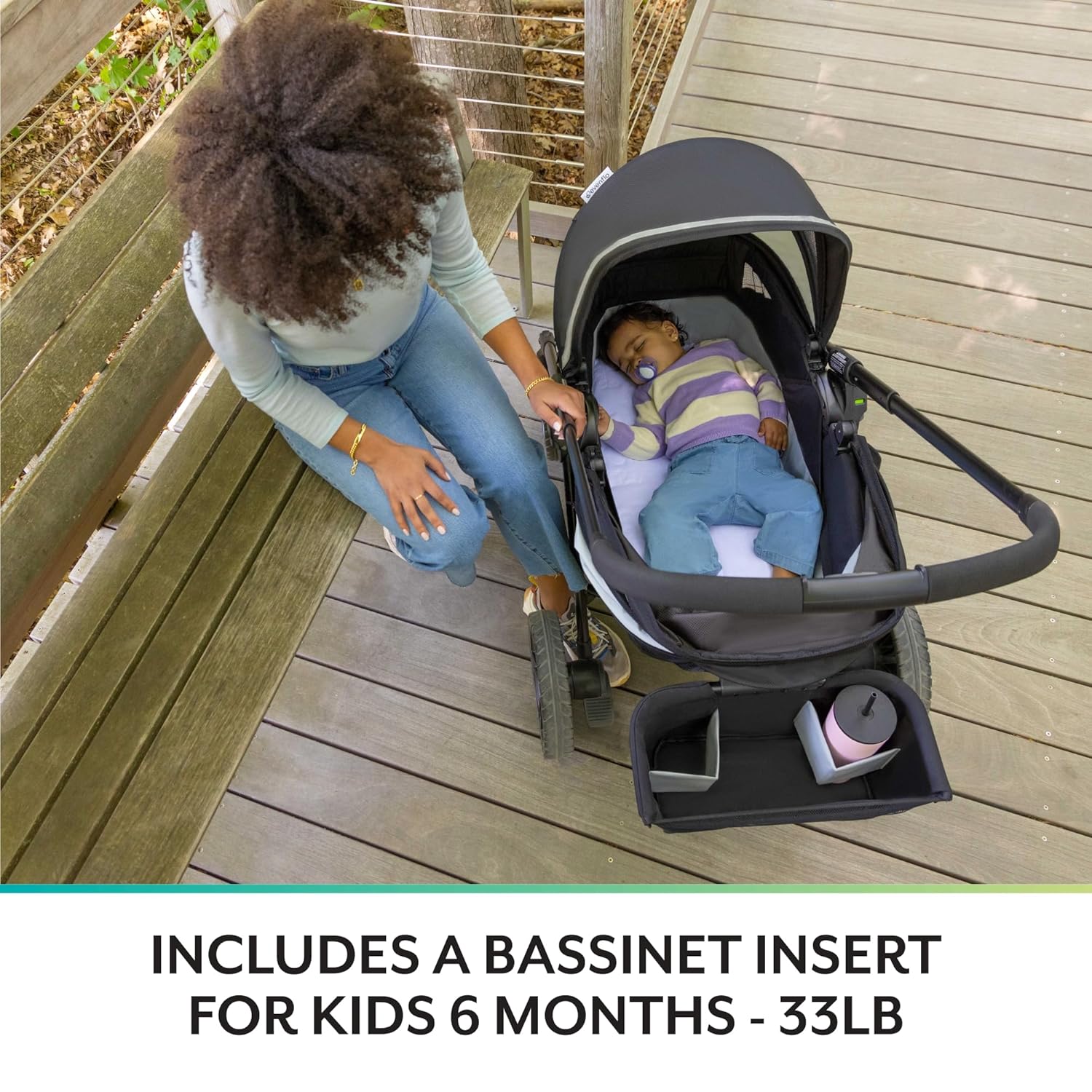 2-in-1 All-Terrain Baby Stroller Wagon with Canopy and Storage - Gray - Image 16