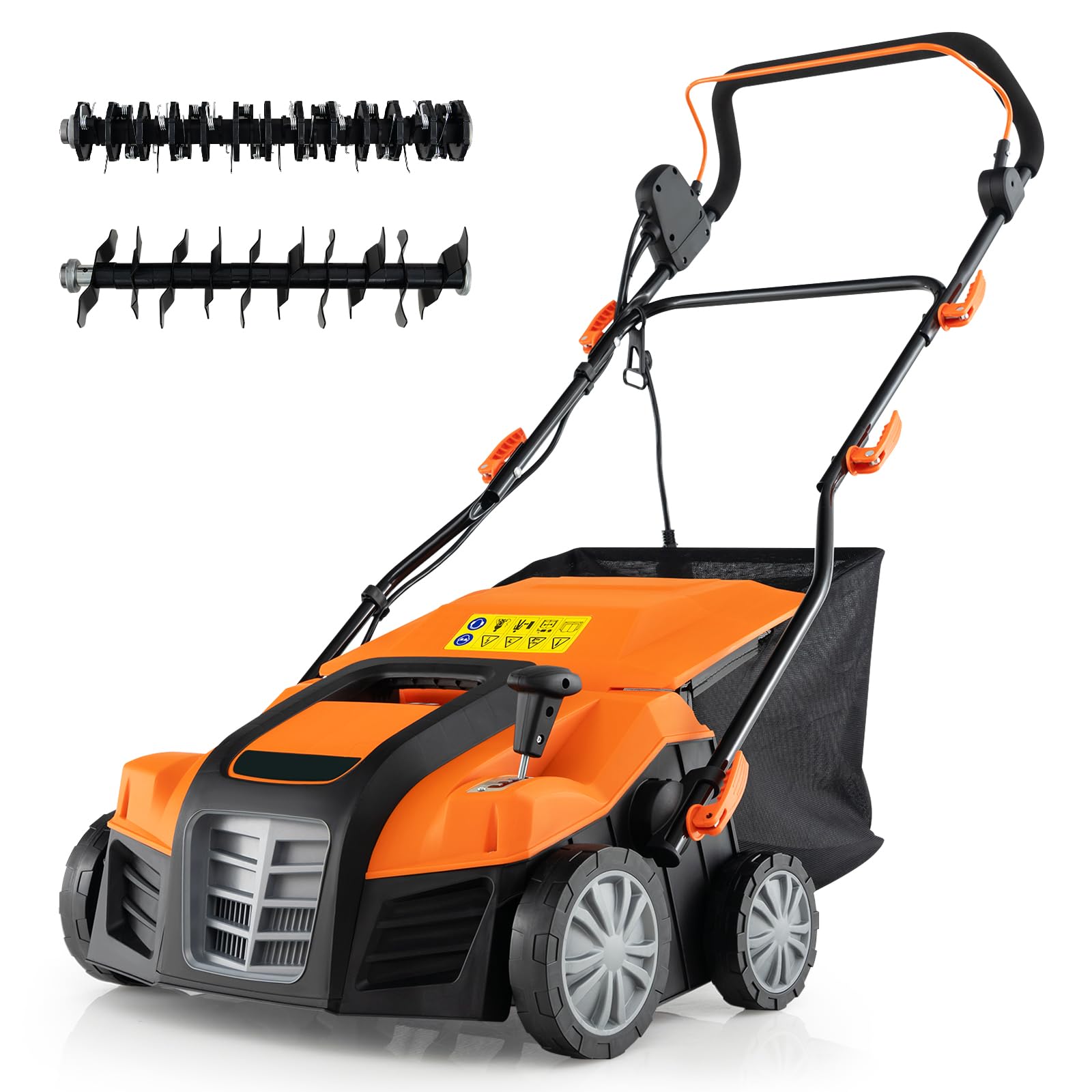 2-in-1 Electric Scarifier and Lawn Dethatcher, 16-Inch 15A Corded Dethatcher with 14.5-Gallon Collection Bag - Image 2
