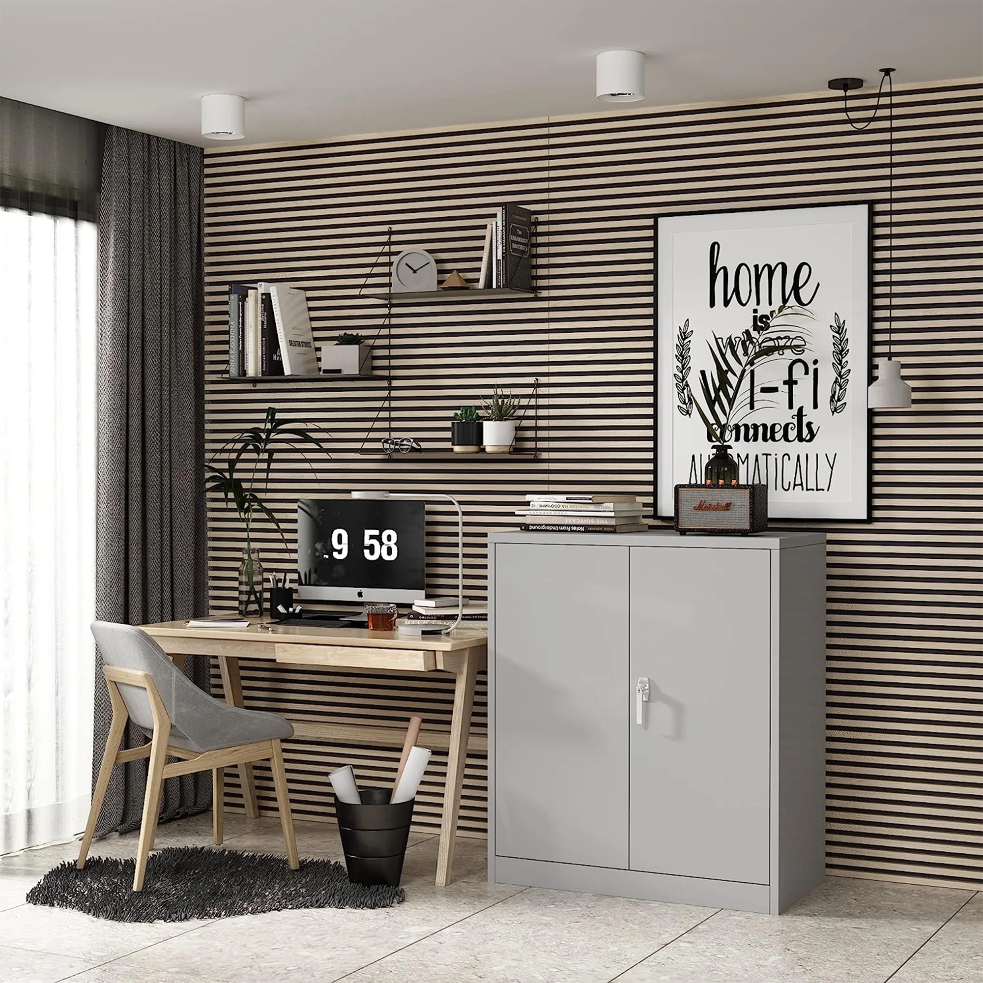Aobabo 72 Inch Locking Storage Cabinet w/ Adjustable Shelves, Gray - Image 32