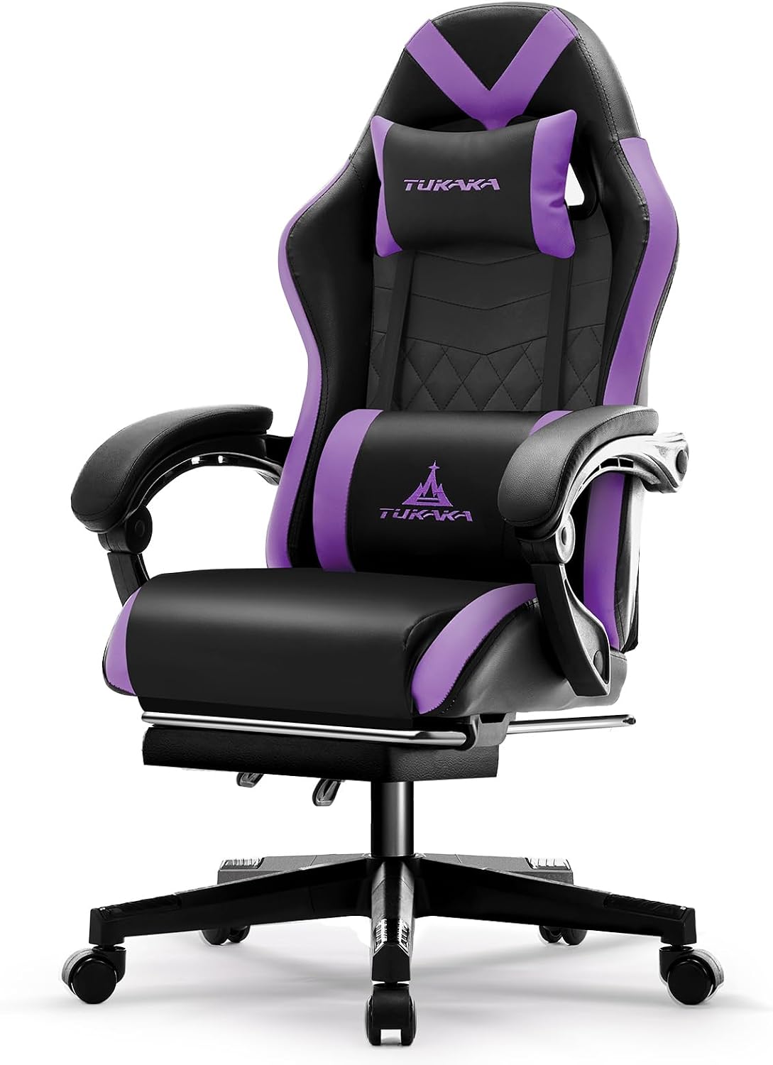 White Gaming Chair,Ergonomic Massage Office Desk Chair with Footrest - Image 3