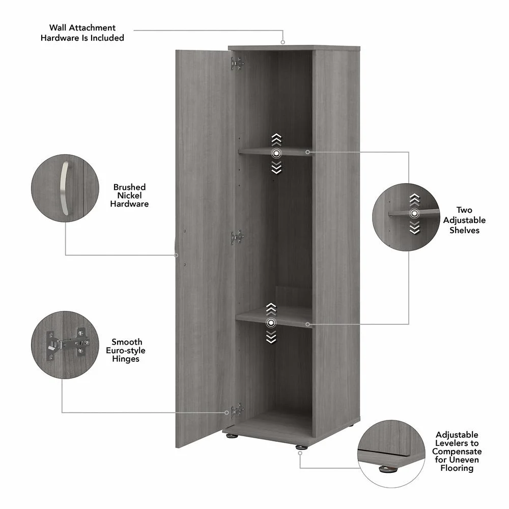 Universal Tall Narrow Storage Cabinet in Platinum Gray - Engineered Wood - Image 9