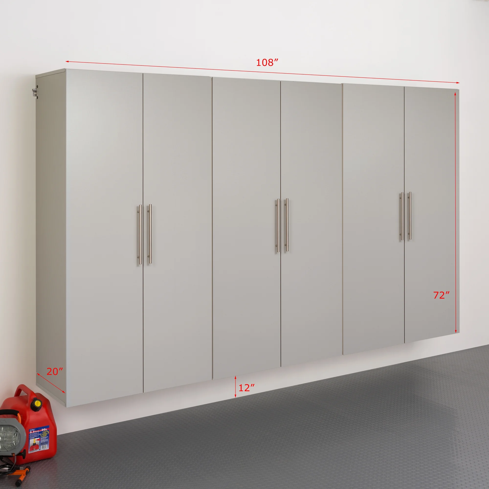 Prepac 3-Piece Extra Large HangUps Storage Cabinet Set, Light Gray - Image 12