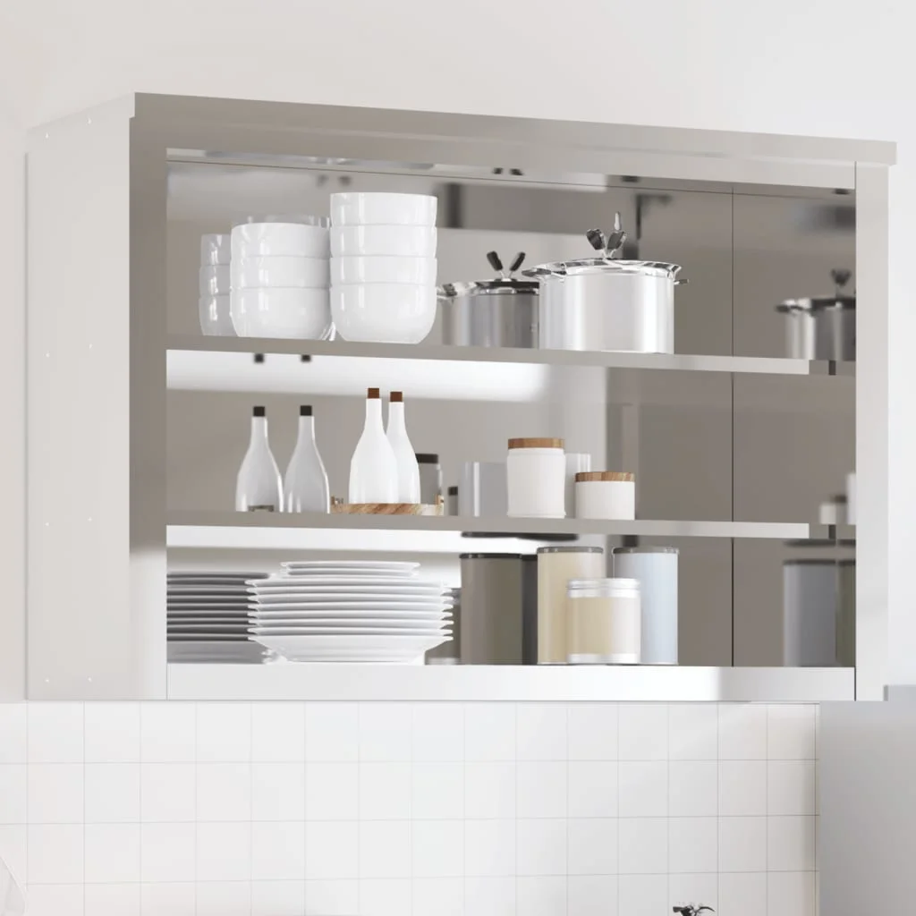 vidaXL Kitchen Wall Cabinet with Shelf Storage Restaurant Stainless Steel - Image 3