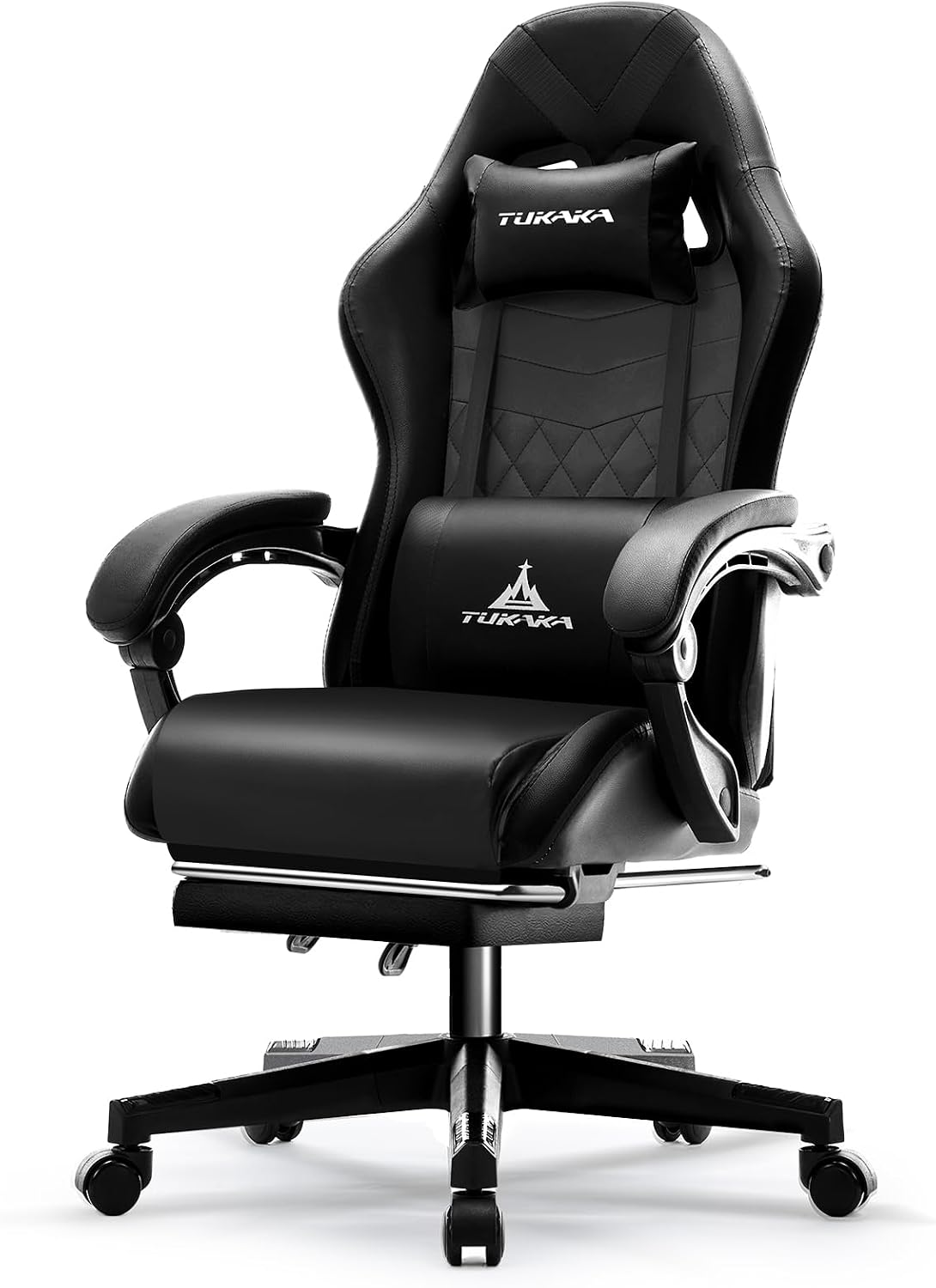 White Gaming Chair,Ergonomic Massage Office Desk Chair with Footrest - Image 4