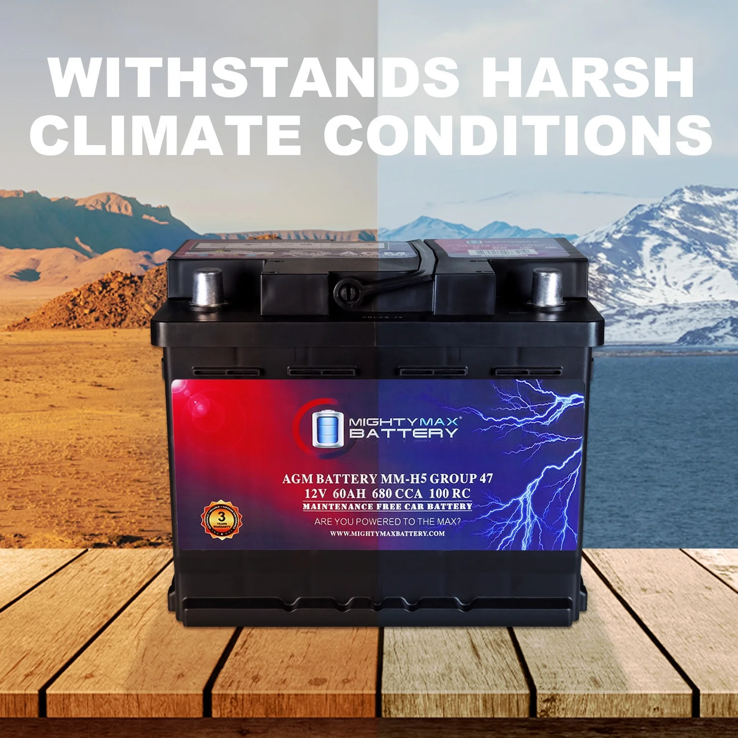 MM-H5 Start and Stop Car BCI Group Size 47 12V 60 AH, 100RC, 680 CCA Rechargeable AGM Car battery - Image 4