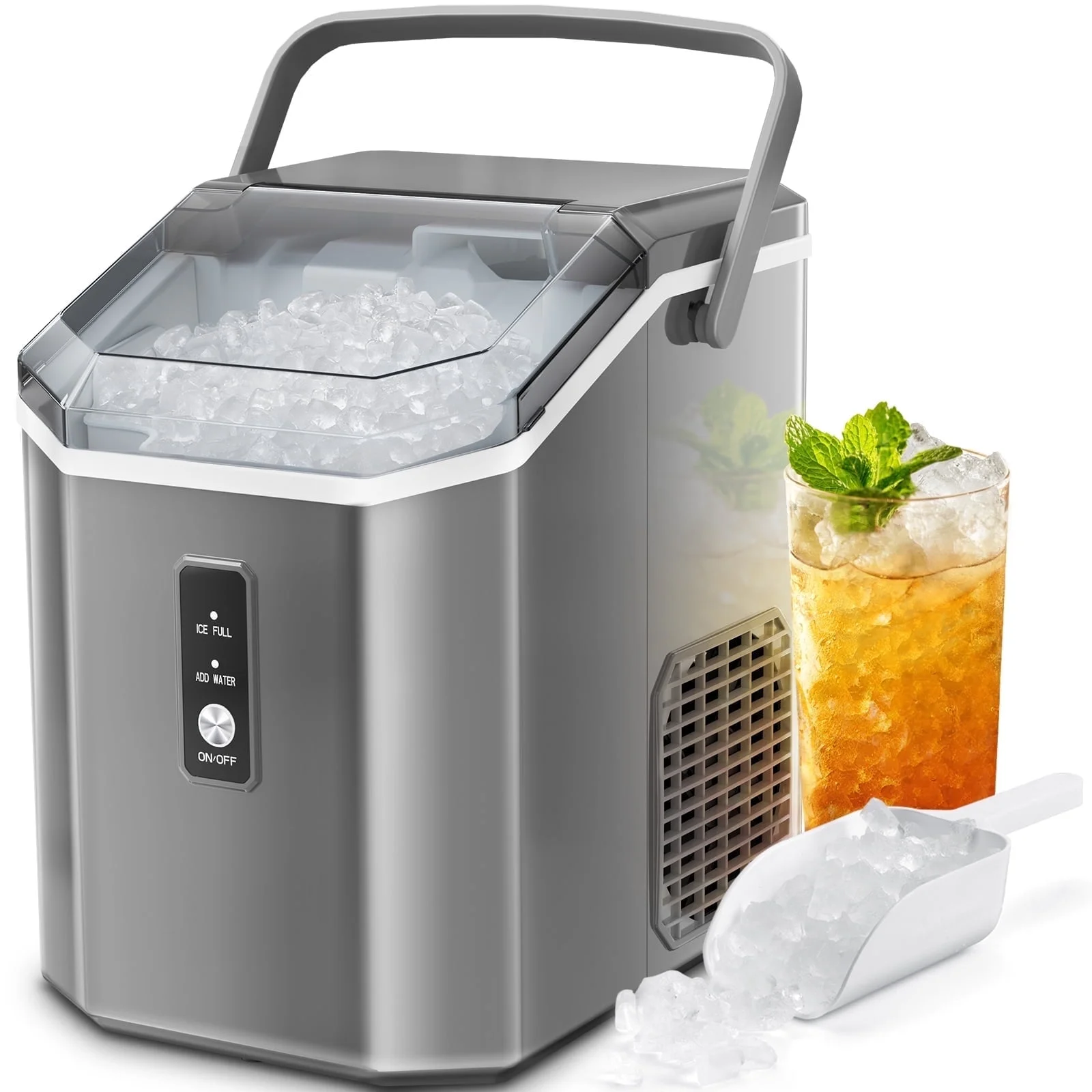 LHRIVER Countertop Nugget Ice Maker, 35Lbs/24H, Soft Chewable Ice, Ice Scoop, Self-Cleaning, White - Image 16
