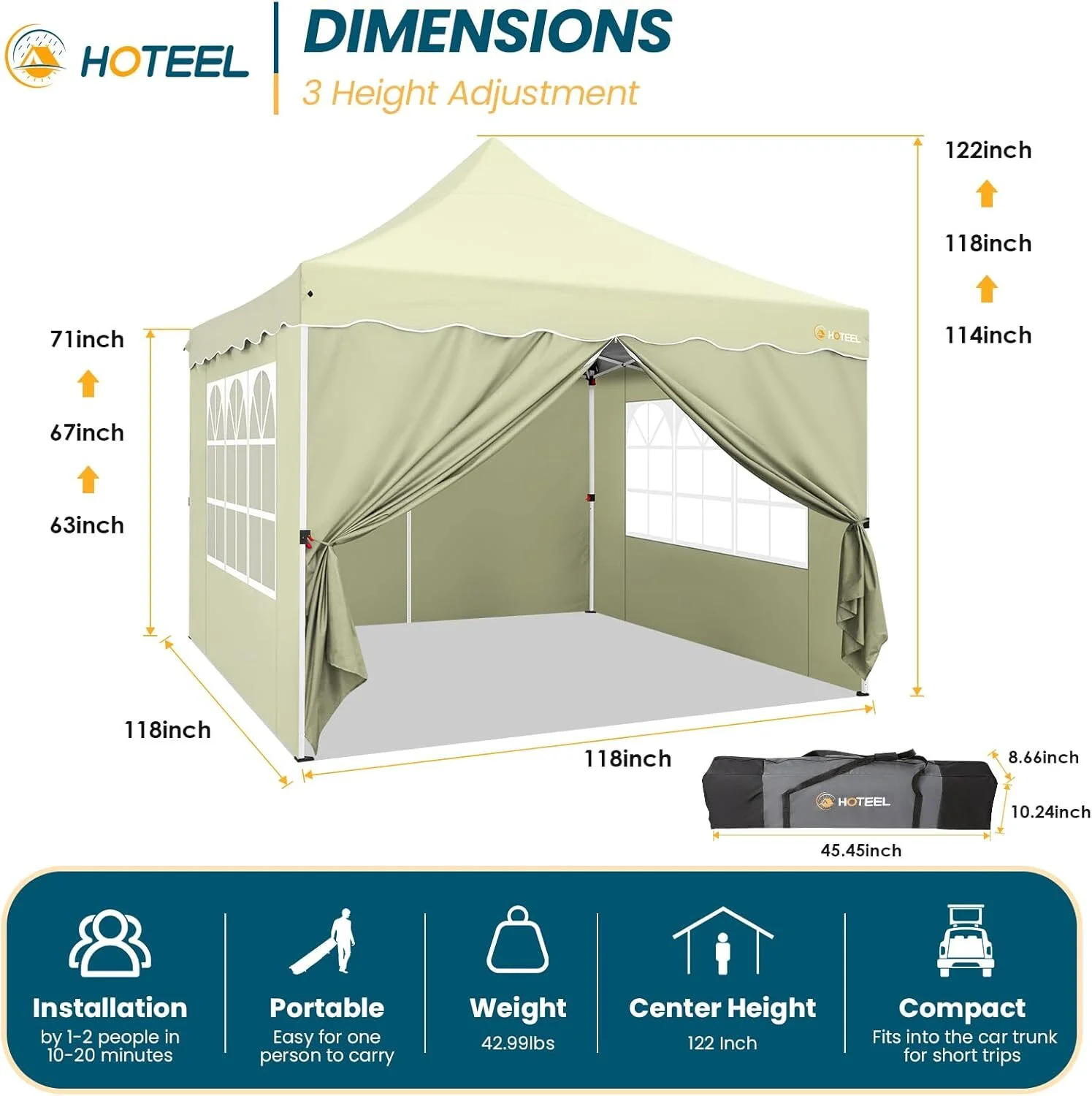 SANOPY 10' x 20' Pop up Canopy Party Tent with 6 Removable Sidewalls, Wave Eave Outdoor Waterproof Patio Gazebo Tent with Carry Bag, Backyards Camping Picnics, Black - Image 41