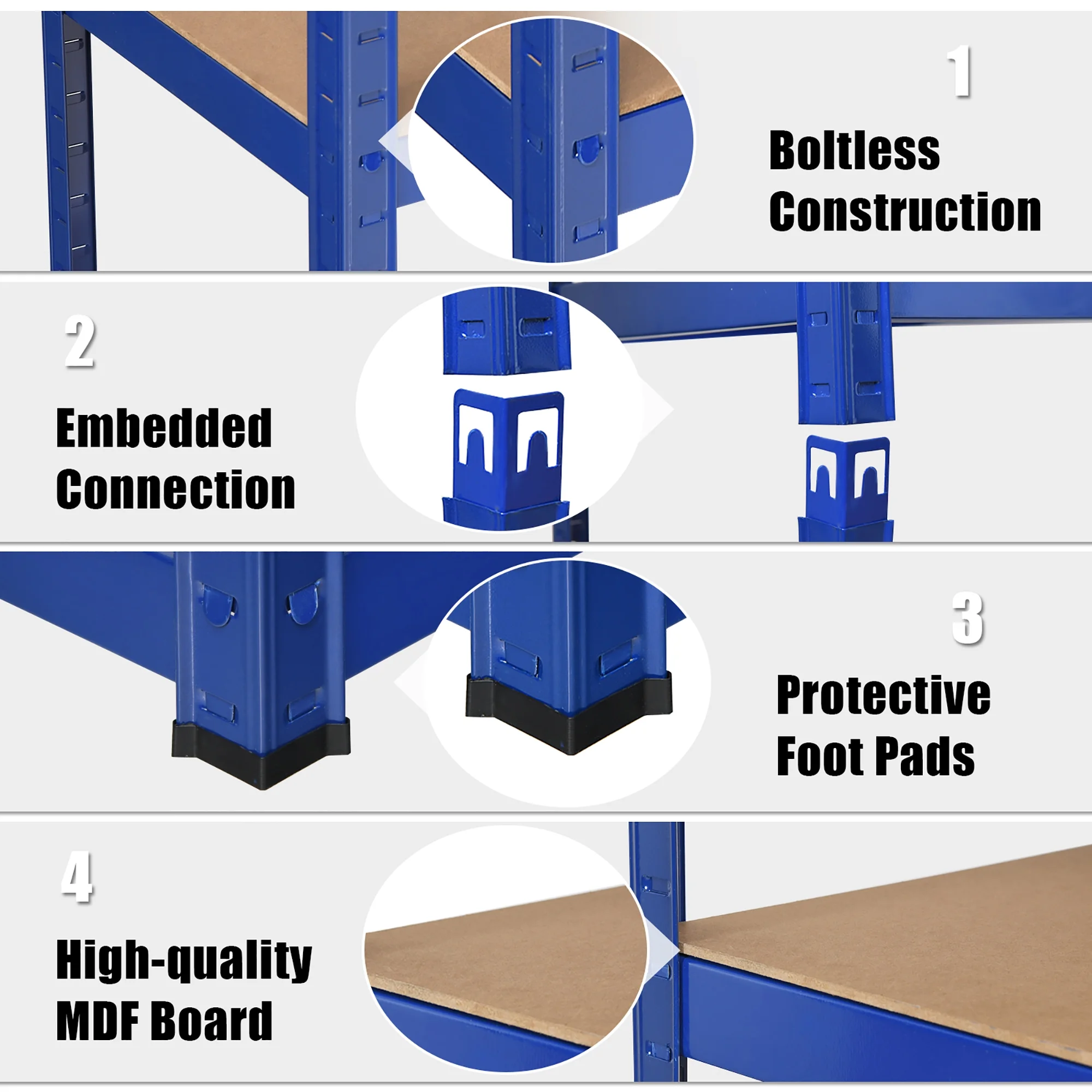 Costway 2PCS 72'' Heavy Duty Storage Shelf Steel Metal Garage Rack 5 Level Adjustable Blue - Image 8