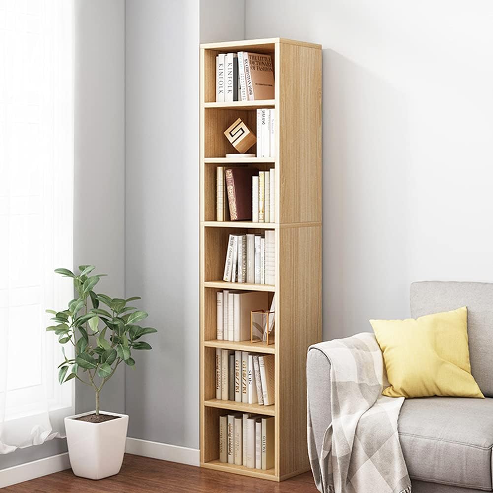 Small Narrow Corner Bookcase - 71" Tall Gap Storage Cabinet, White - Image 4
