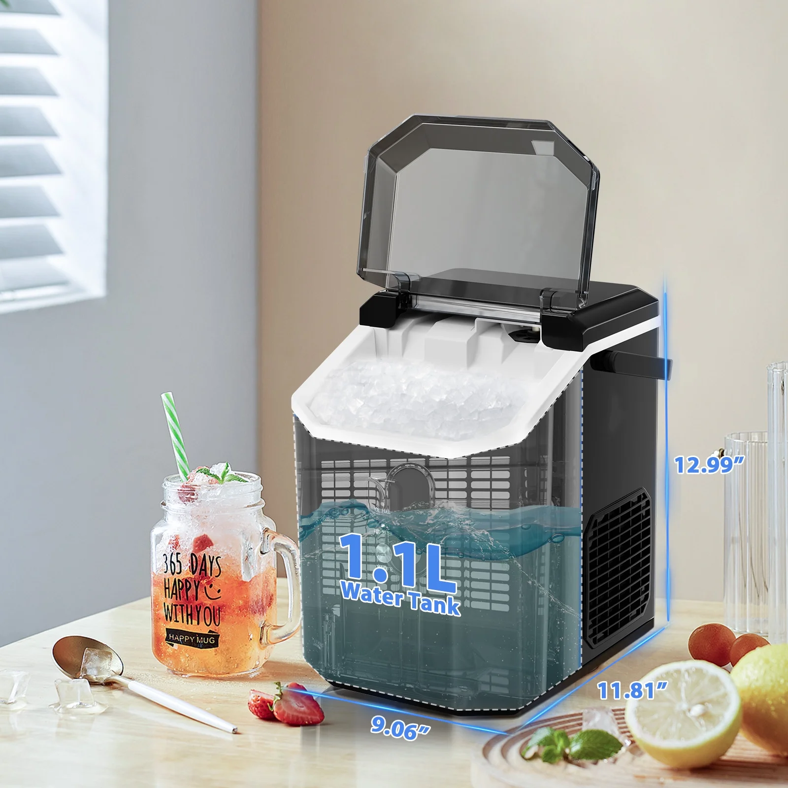 LHRIVER Countertop Nugget Ice Maker, 35Lbs/24H, Soft Chewable Ice, Ice Scoop, Self-Cleaning, White - Image 20