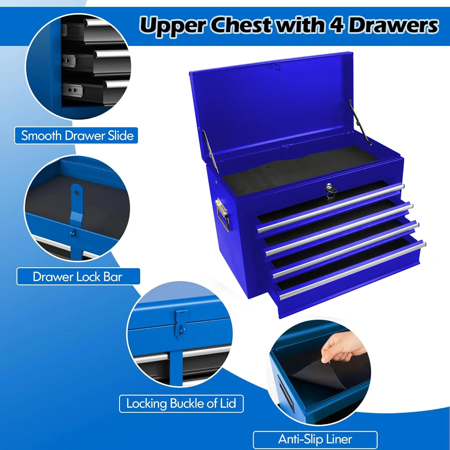 NIGSQJB 3-In-1 Tool Chest on Wheels with 6 Drawers, 52"H Tool Storage Cabinet with Auto Locking System,Detachable Top,Tool Box Organizer for Garage,Workshop,Repair Shop,DIY, Red - Image 24