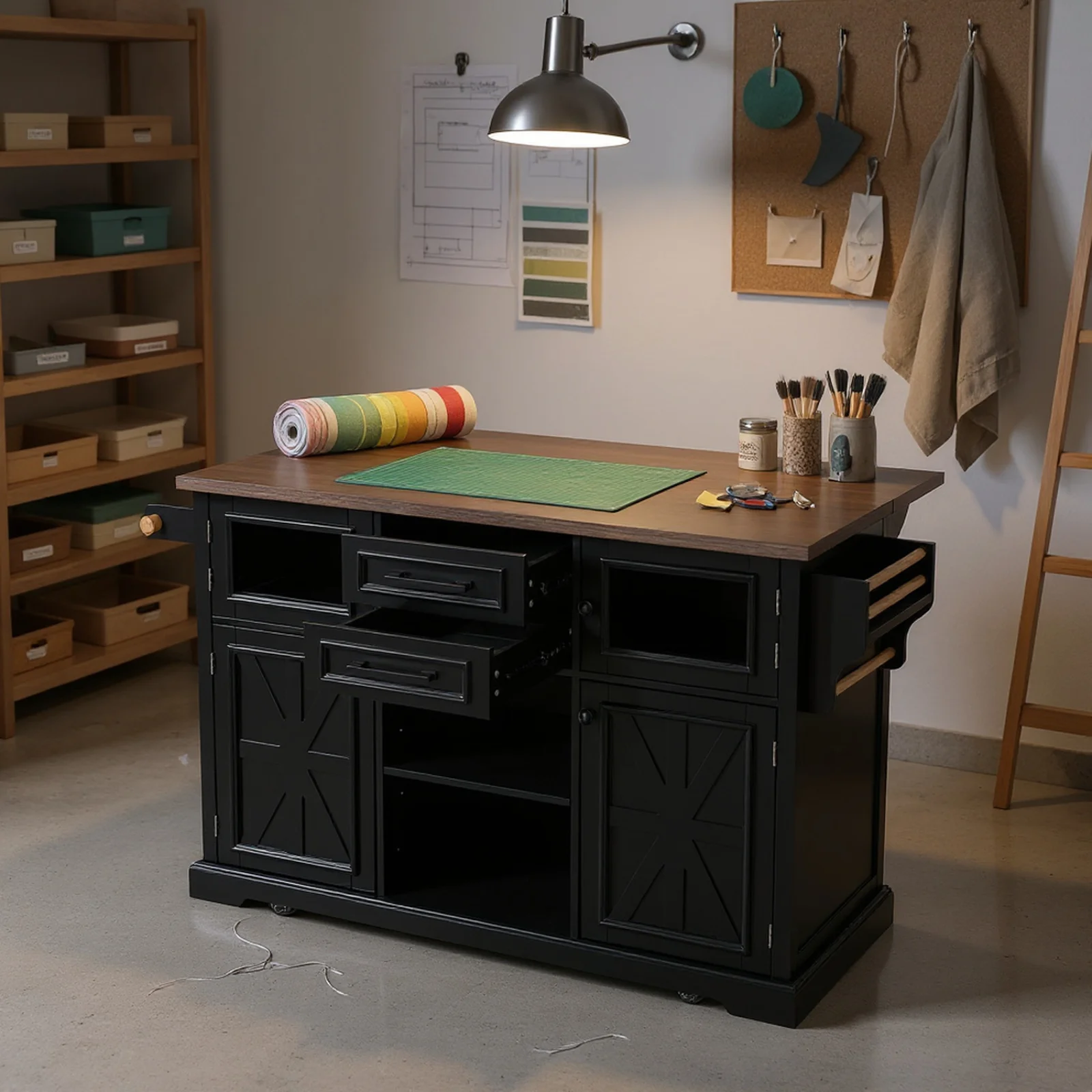 Homy Casa Rolling Garage Storage Cabinet with Drop Leaf, Charging Station for Office Gym, School - Image 12