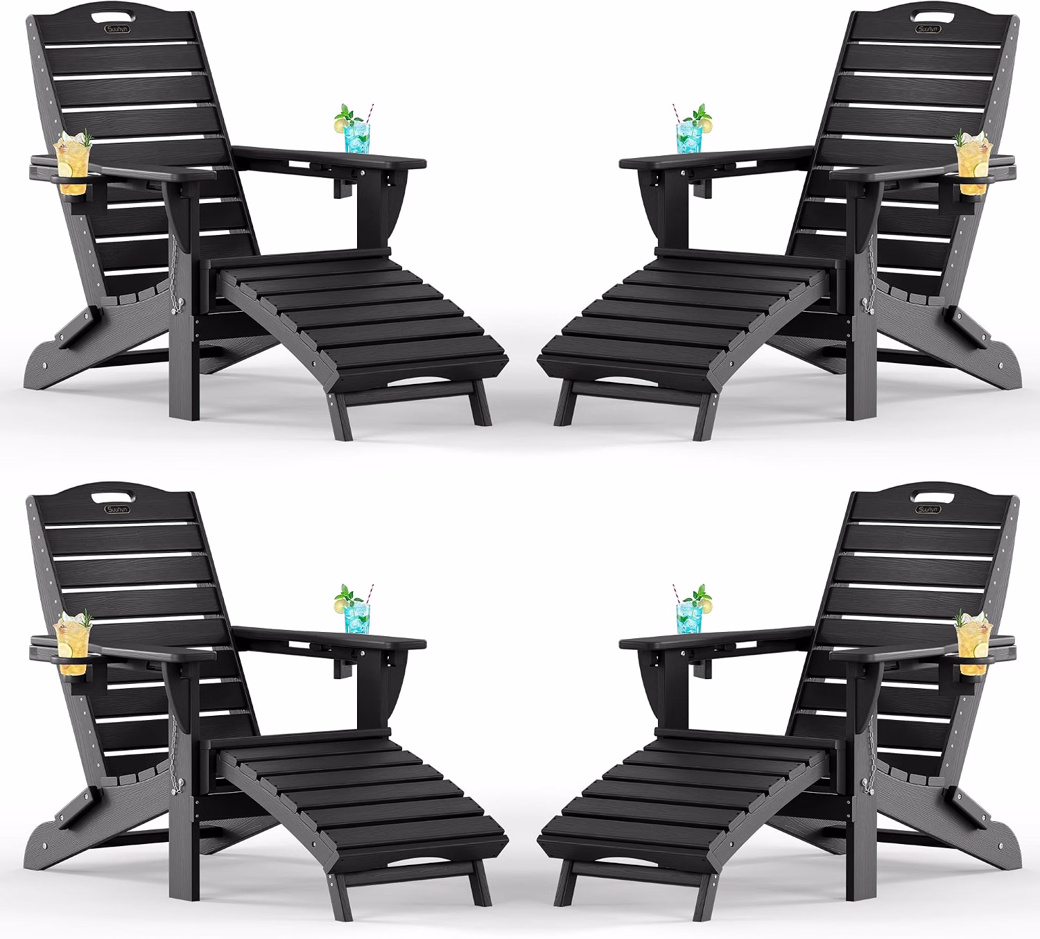 Adjustable Adirondack Chair, Outdoor Fire Pit Chair, Navy Blue - Image 17