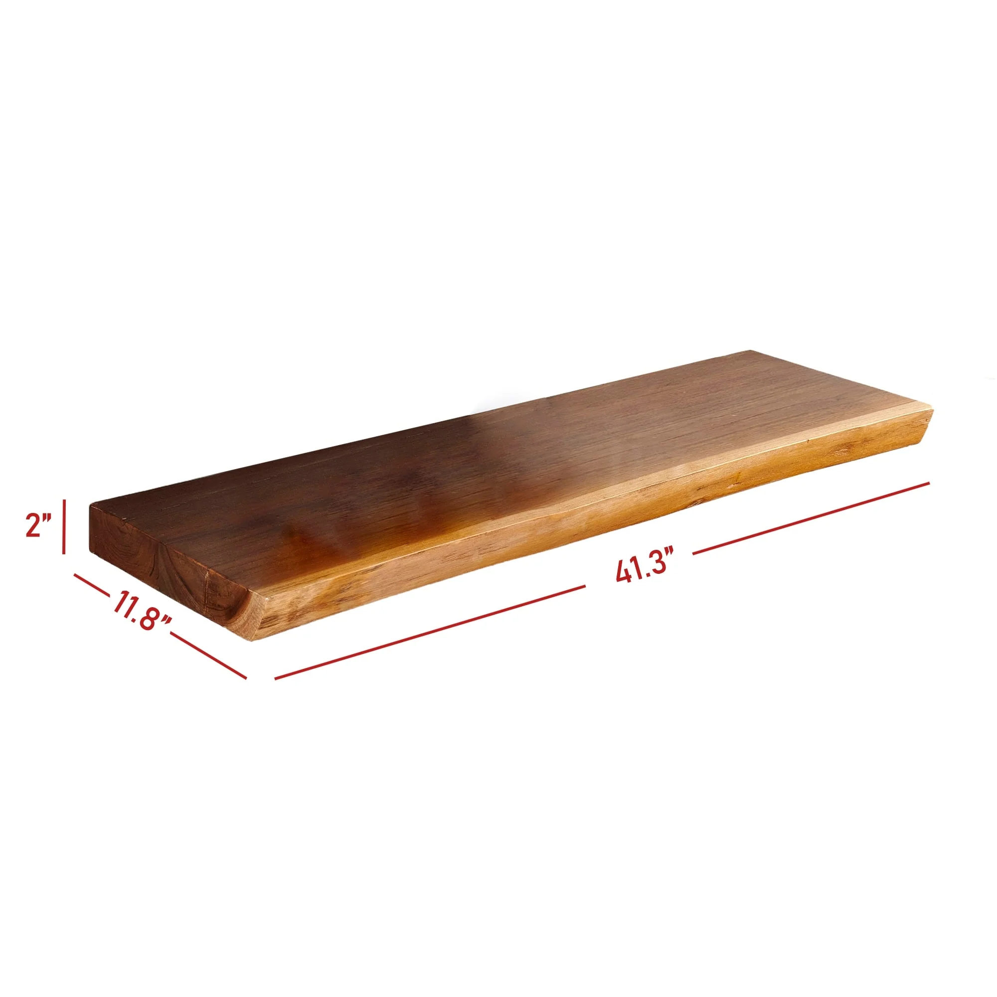 1 Piece Teak Wood Wall Shelf with Live Edge, Rustic Floating Shelf for Home Decor - Image 9