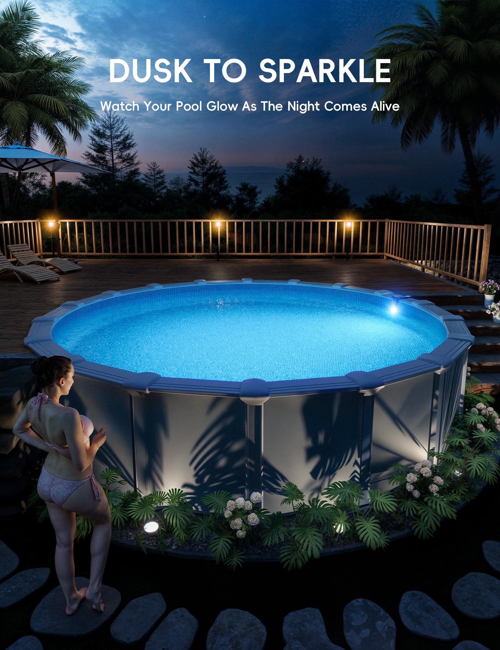 Solar Pool Lights for Steel Wall Above Ground Pools, Solar Powered LED Swimming Pool Lighting - Image 6