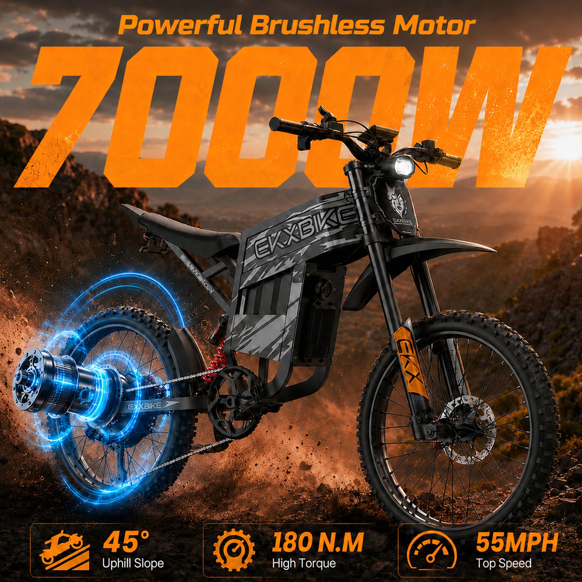 7000W/8000W 60MPH Electric Dirt Bike for Adult Electric Motorcycle - Image 5