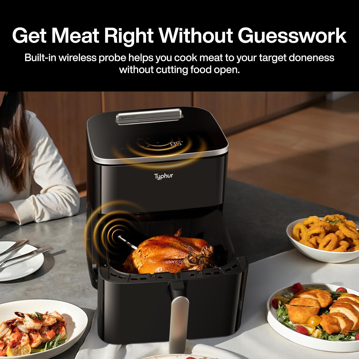 Sync 8QT AI Smart Air Fryer with Built-in Wireless Meat Thermometer - Image 3