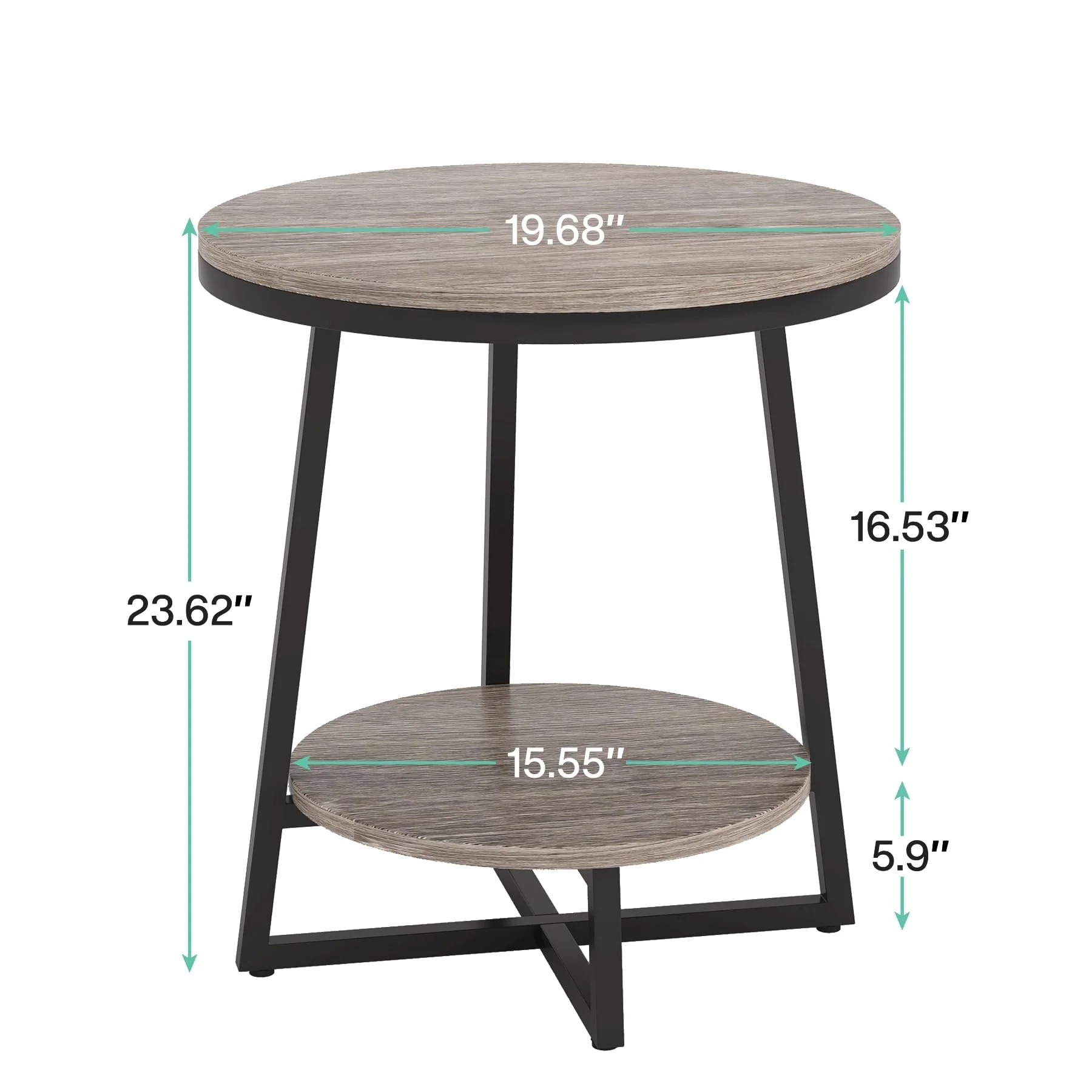 Industrial Round End Table, Small Side Table and Accent Coffee Table for Living Room and Bedroom - Image 15