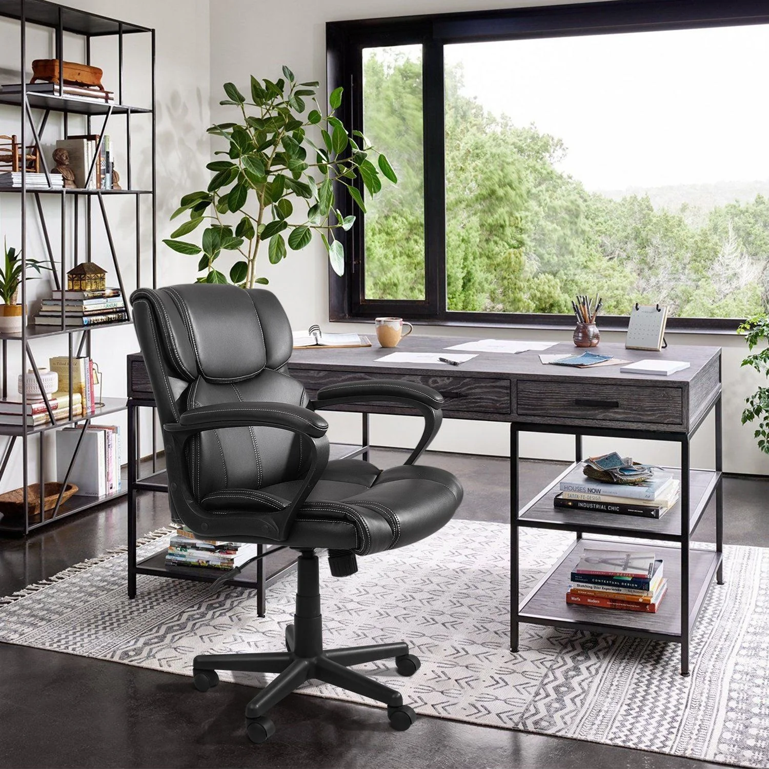 Mid Back Office Chair, Ergonomic Swivel Computer Task Chair for Home Office, Work and Study - Image 2