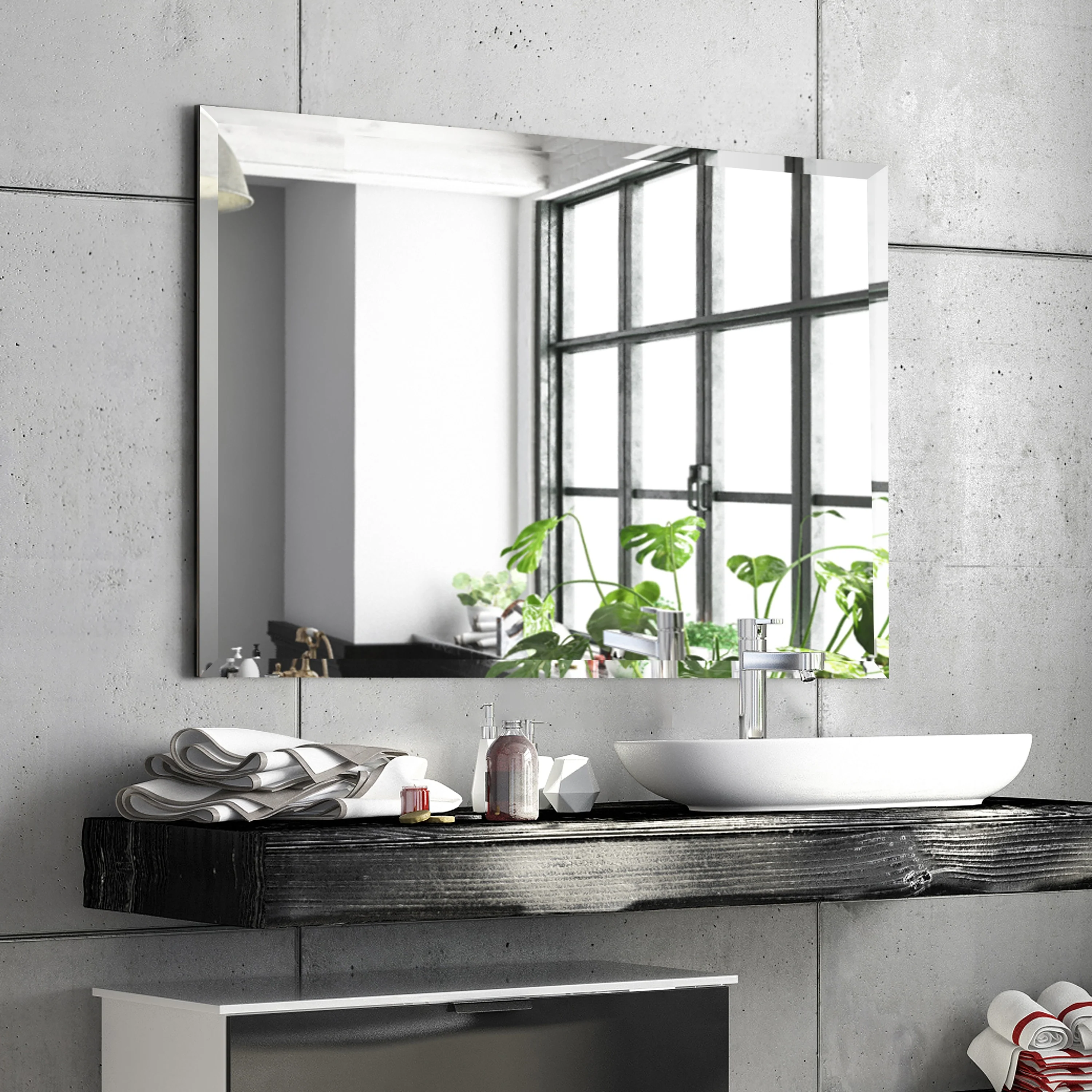 Frameless Beveled Prism Wall Mirror, Clear Square or Rectangular Decorative Mirror for Bathroom, Bedroom and Home Decor - Image 37