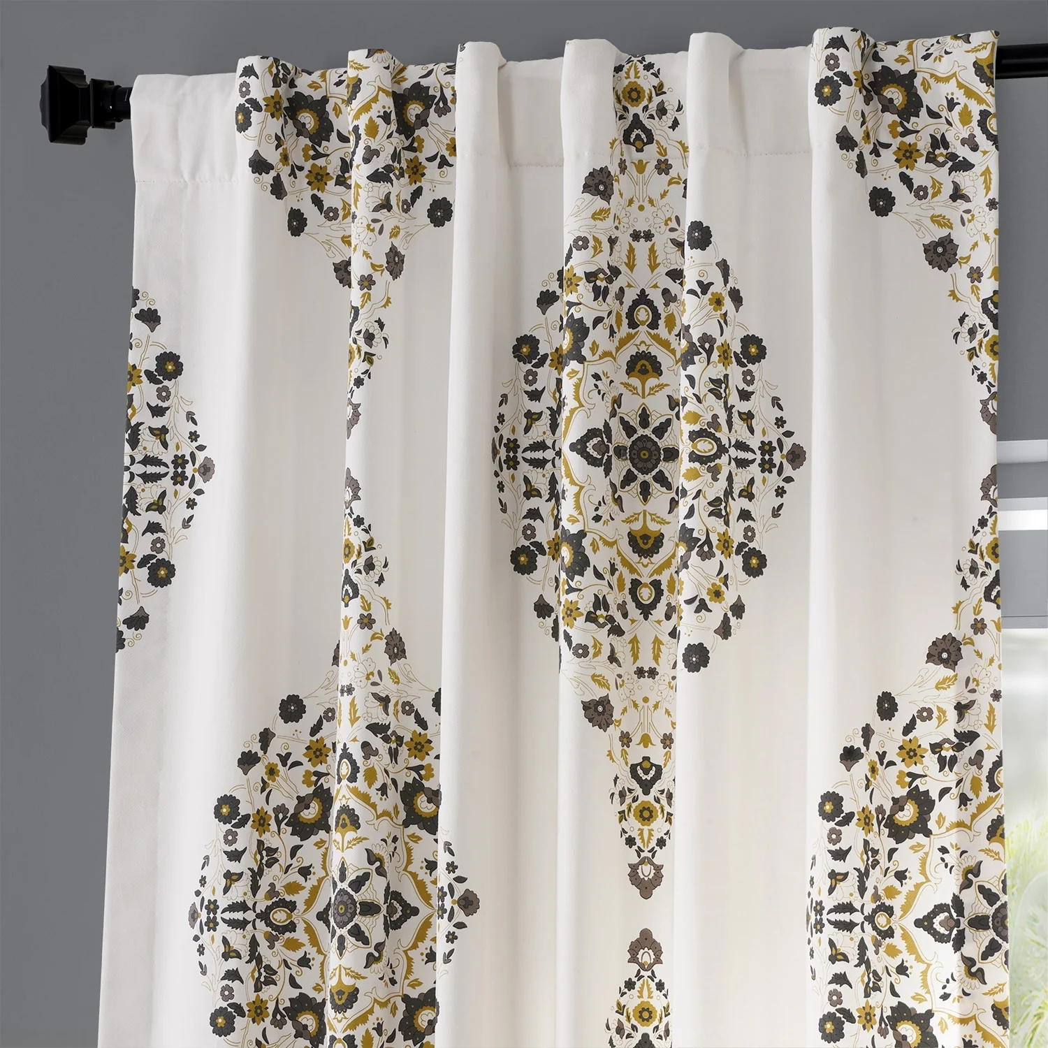 Medallion Damask Printed Cotton Room Darkening Curtain Panel, 1 Piece - Image 28