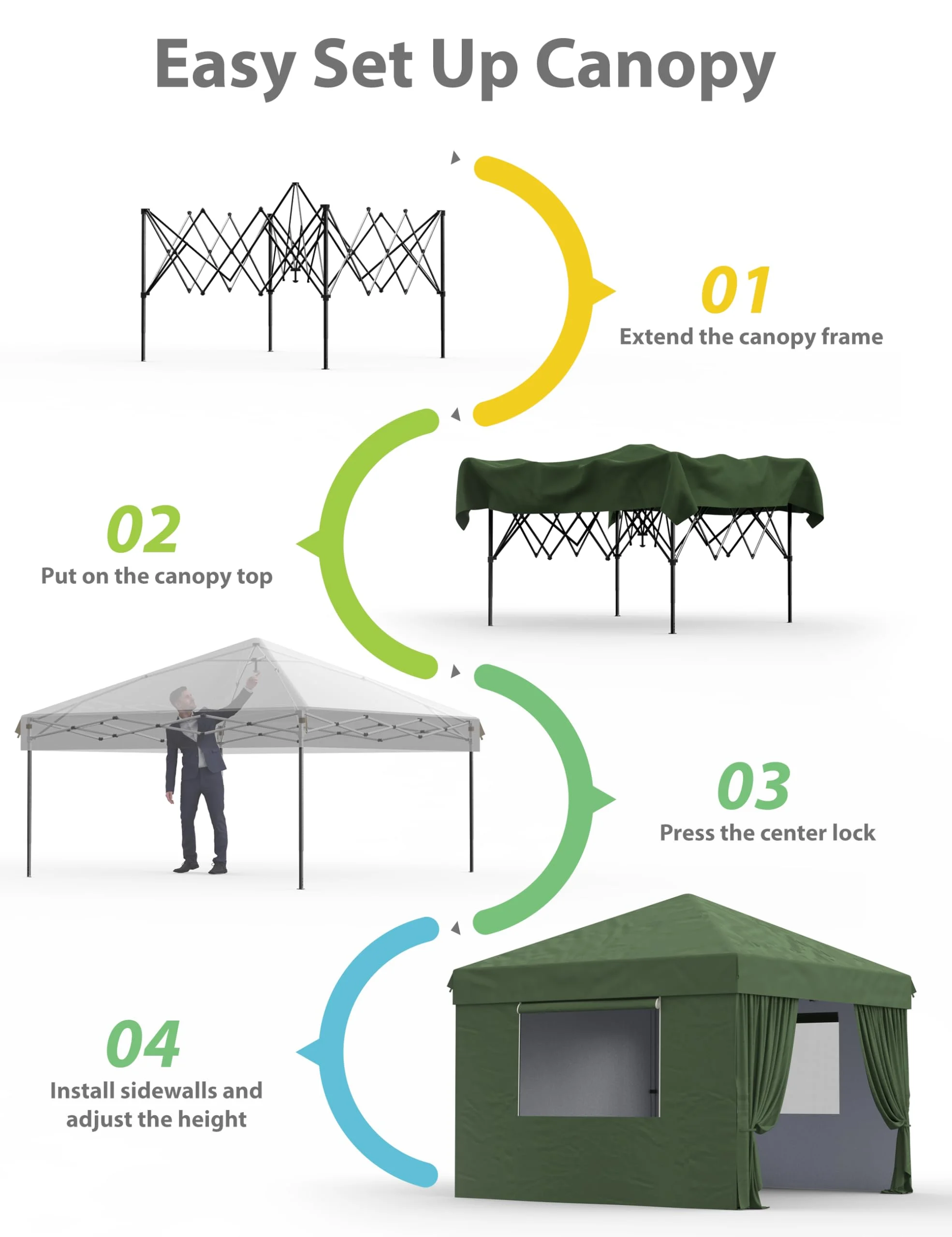 Danolapsi 10x10 Ft Pop Up Canopy Tent Easy One Person Set-up,Easy Outdoor Sun Shade,Instant Portable Shelter with 4 Stakes,4 Ropes,4 Sandbags for Patio, Outdoor Activities - Image 10
