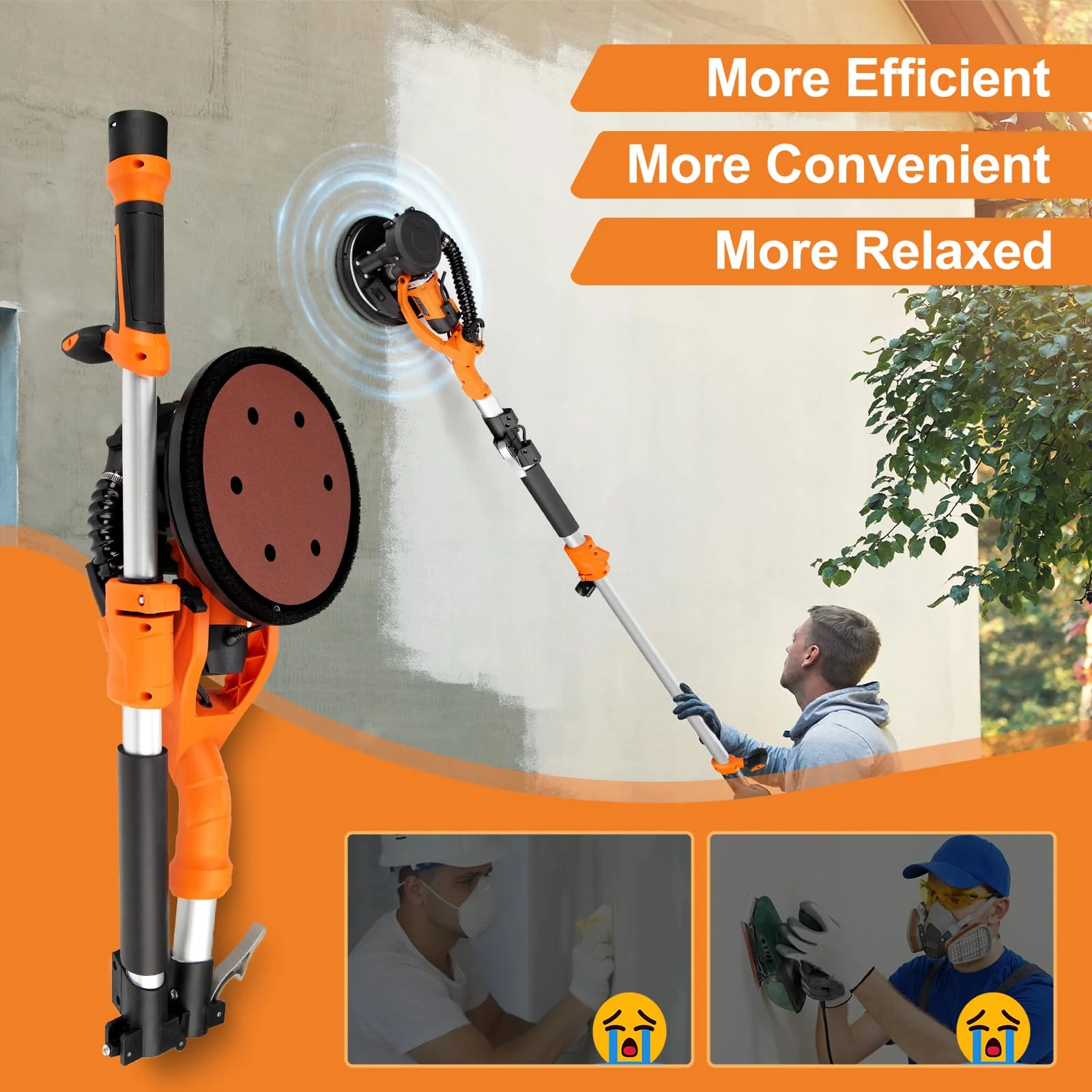 1000W Drywall Sander with Vacuum and LED Light, Electric Wall and Ceiling Sander with Dust Collection - Image 5