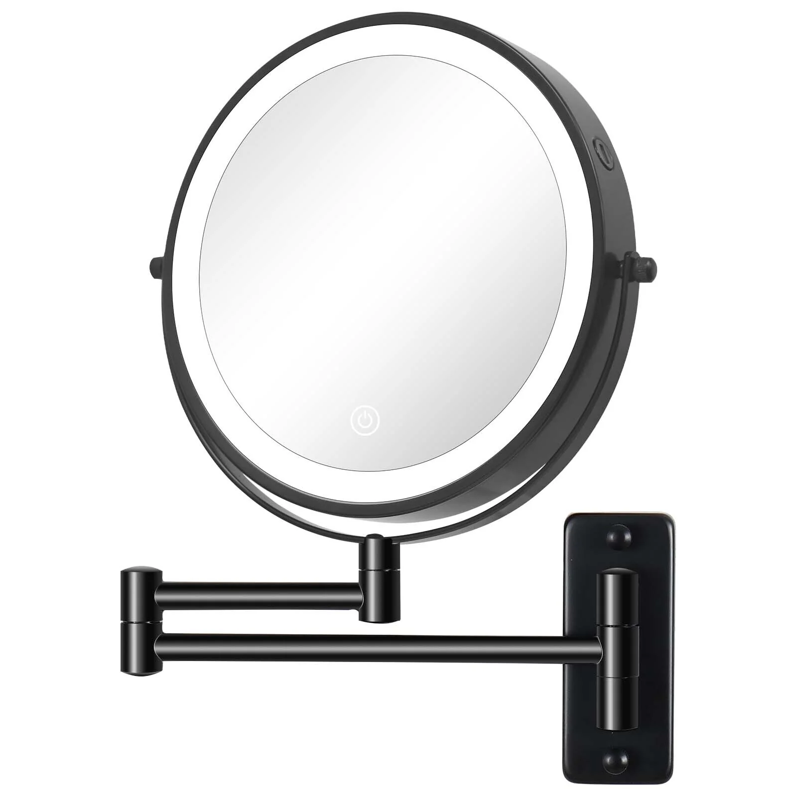 8 Inch Round Wall Mounted Makeup Mirror, Rechargeable, 1X/10X Magnification, 3-Color LED Lights - Image 4