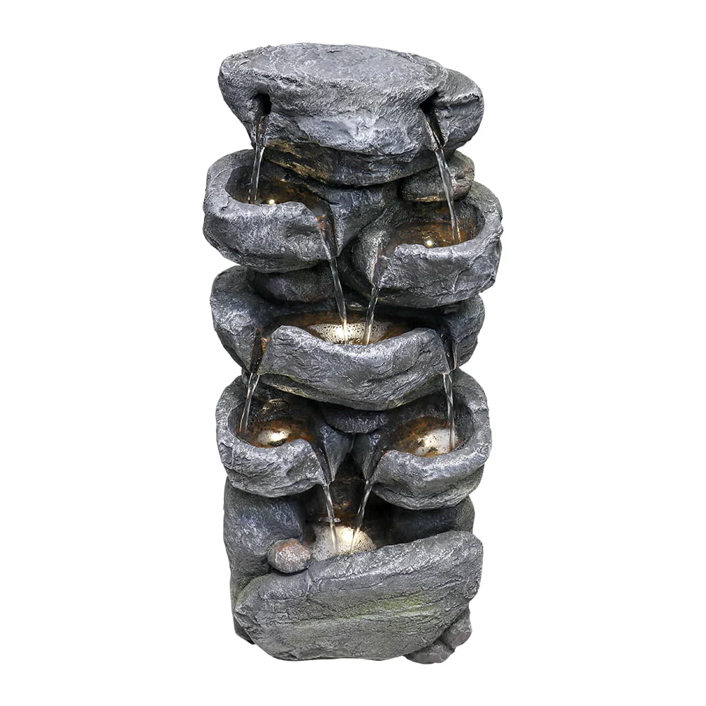 chrismas clearnace-?Stacked Rock Fountain with LED Lights - Outdoor Water Fountains Cascading Floor Water Feature Art Decor for Garden,Pation, Deck, Porch - Image 4