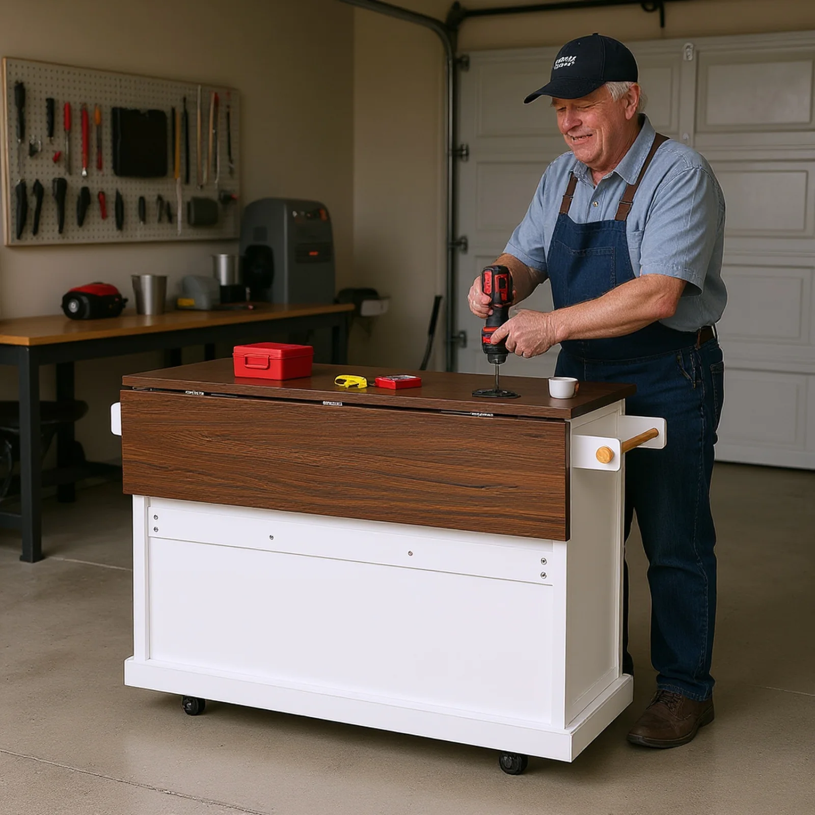 Homy Casa Rolling Garage Storage Cabinet with Drop Leaf, Charging Station for Office Gym, School - Image 6
