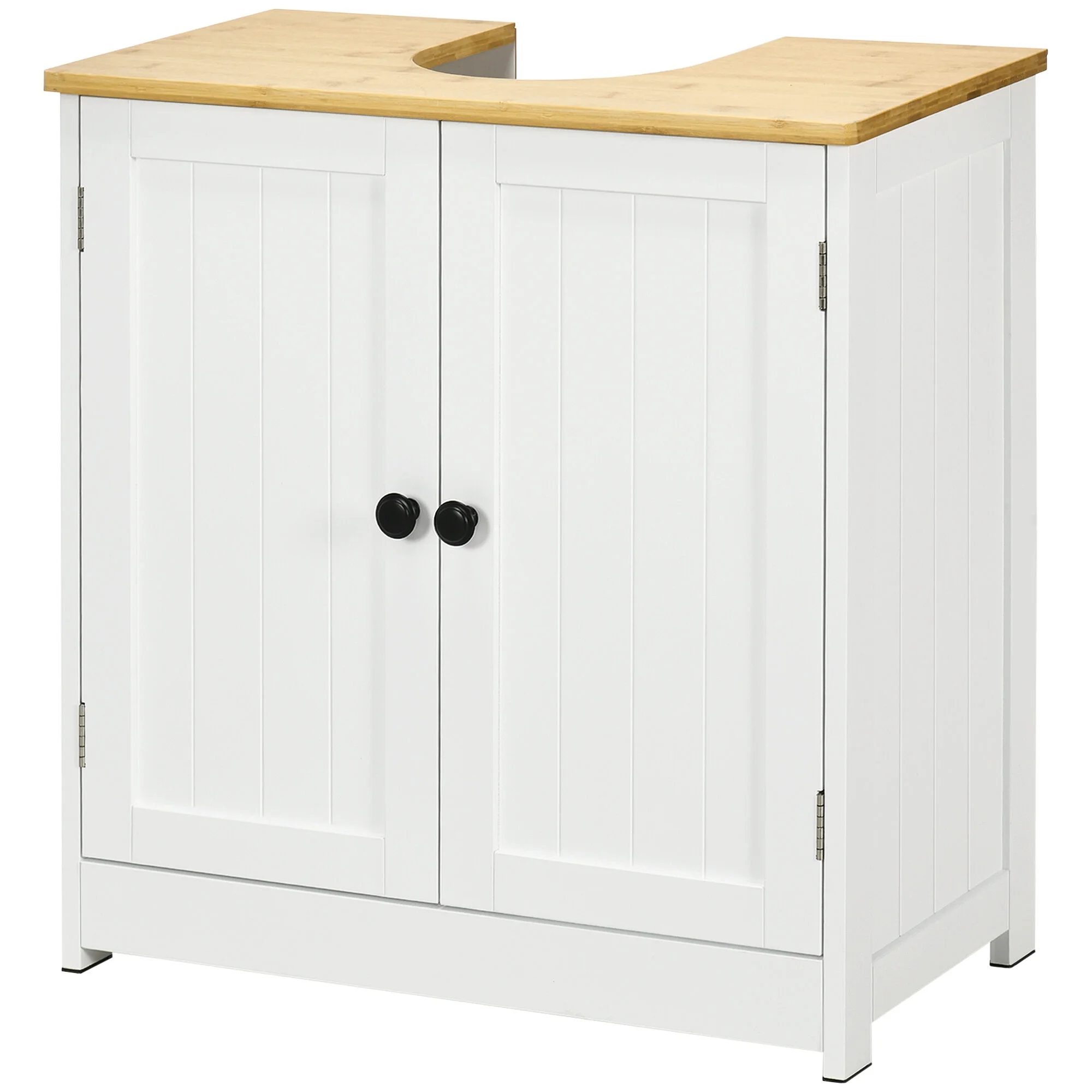 Kleankin Modern Bathroom Under Sink Cabinet,Bathroom Vanity for Wall Mount Sink,Storage Cabinet with Double Doors and Adjustable Shelf,White,White Mdf Bath Faucets Bathroom Storage - Image 10