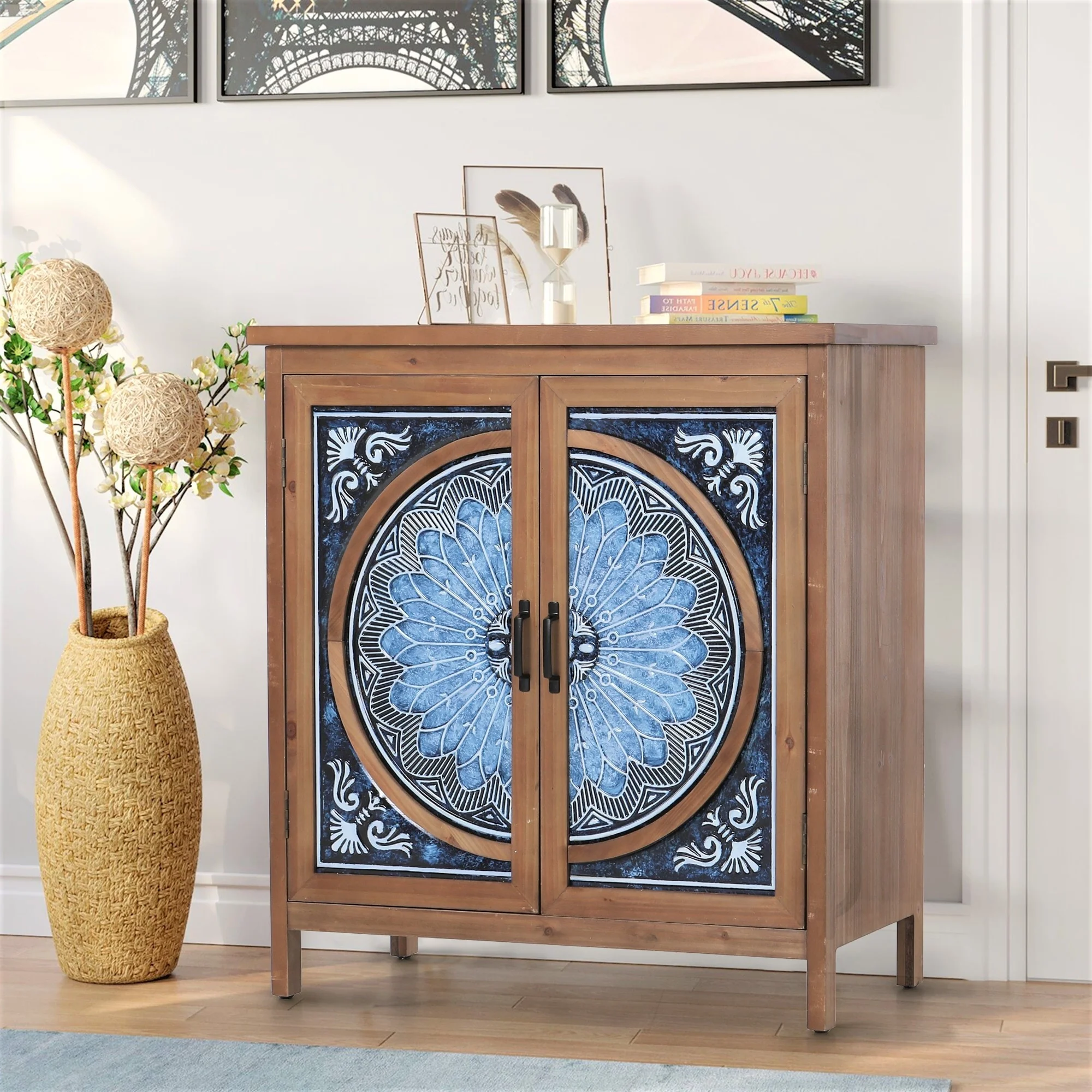 Vintage Storage Accent Cabinet, Small Sideboard Buffet Cabinet for Bedroom, Living Room and Entryway