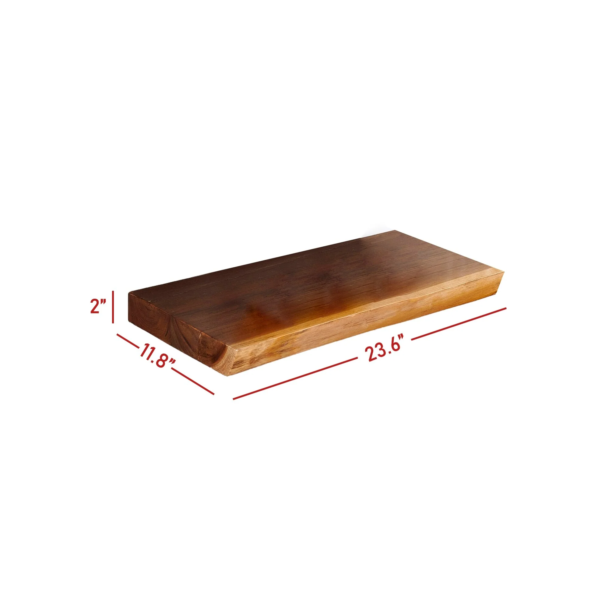 1 Piece Teak Wood Wall Shelf with Live Edge, Rustic Floating Shelf for Home Decor - Image 7