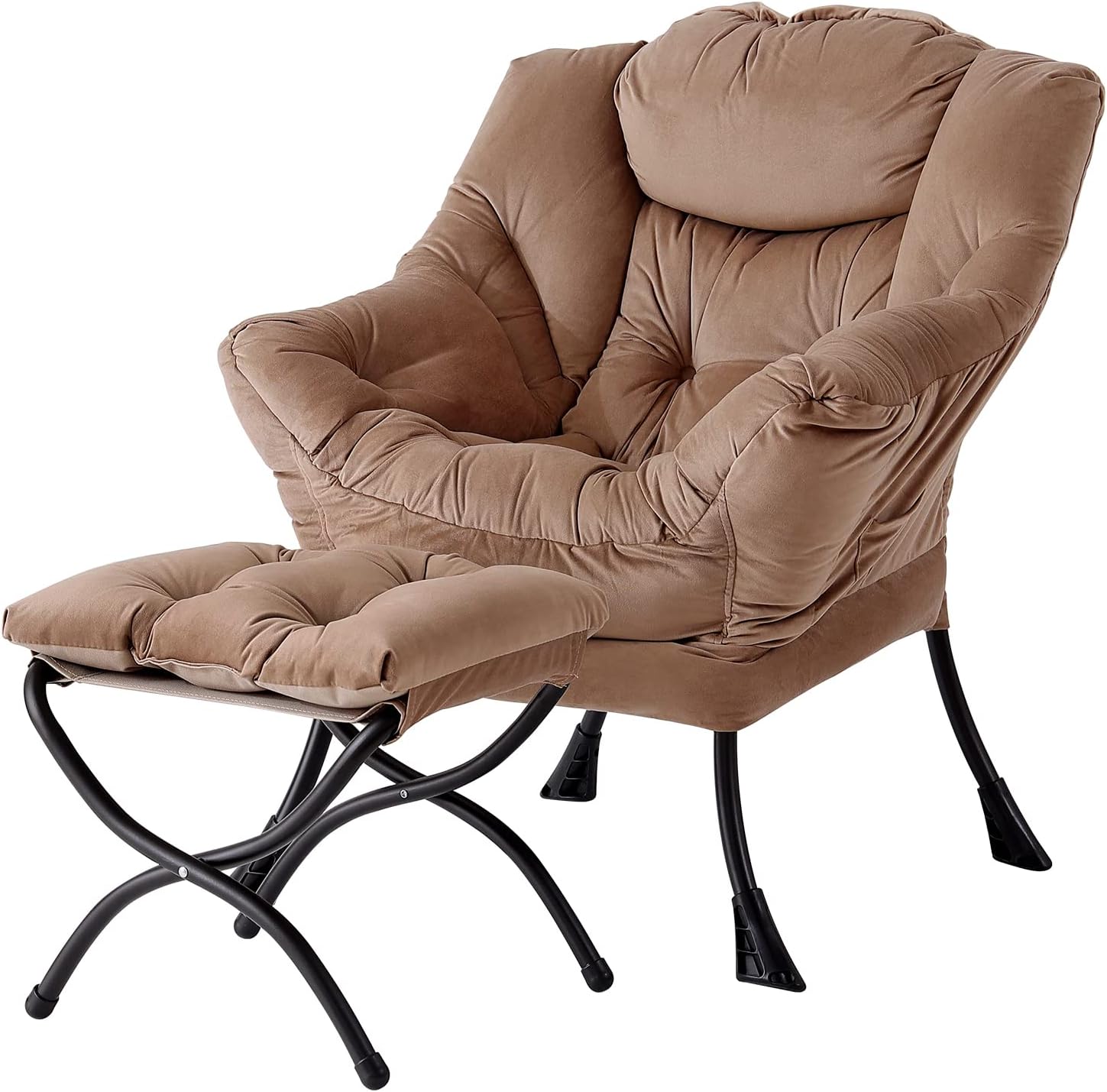Lazy Chair with Ottoman, Reading Chair with Footrest, Dark Grey - Image 13