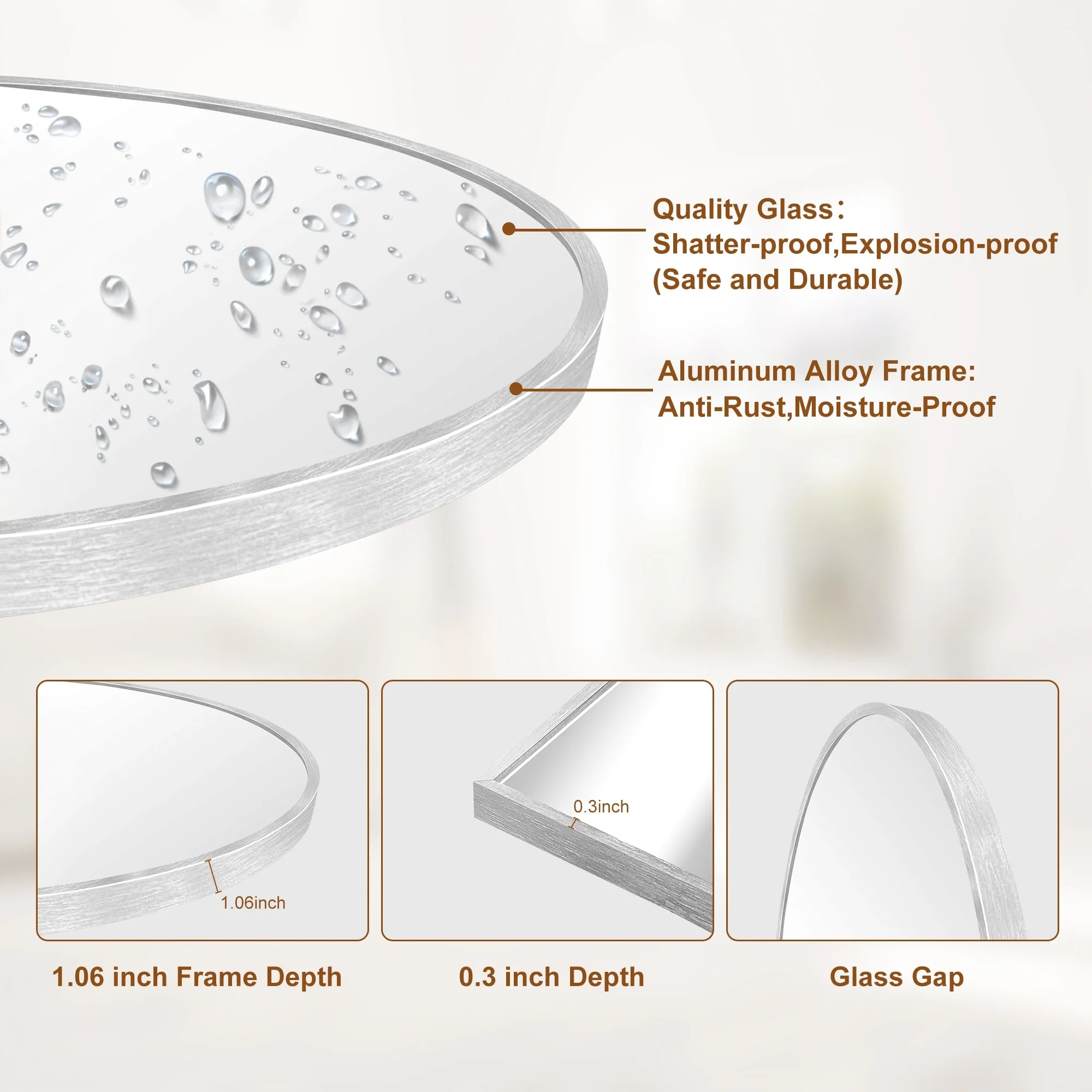 Modern Arched Full Length Floor Mirror, Aluminum Alloy Frame Standing Full Body Mirror - Image 28