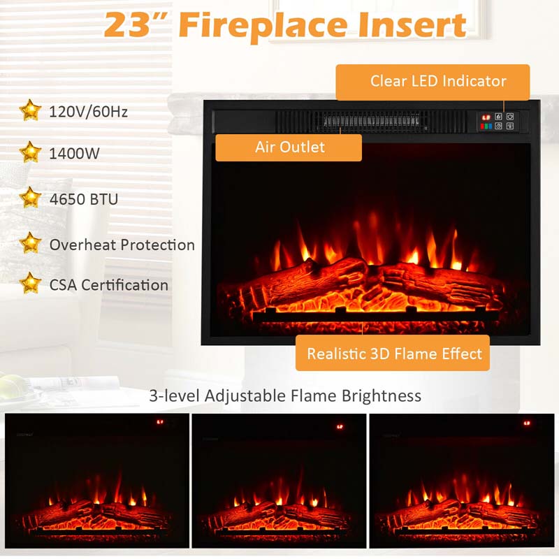 58" TV Console with 23" Fireplace Insert, Fireplace TV Stand for TVs up to 65 Inches, 1400W Electric Fireplace Heater - Image 16