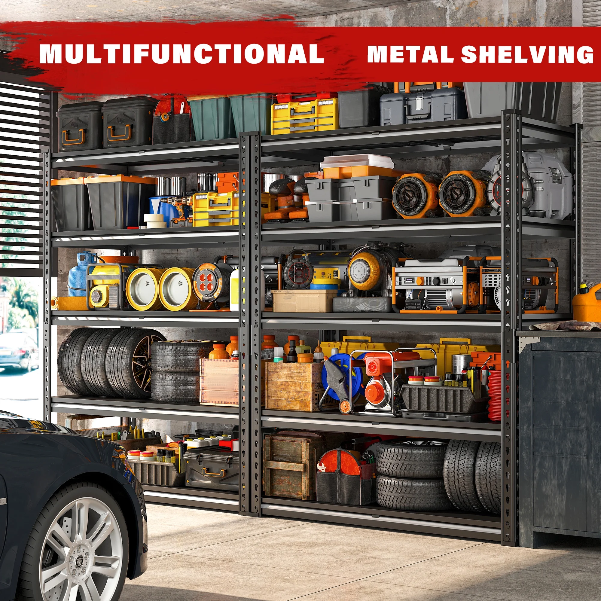 REIBII 3000 LBS Heavy Duty Storage Shelf for Garage Storage 72" Adjustable Metal Shelving Rack - Image 8