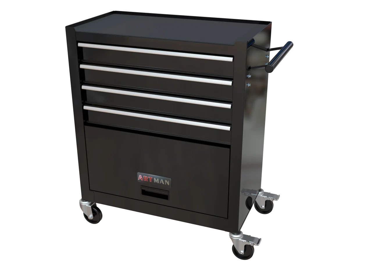 4 Drawers Rolling Tool Chest, High Capacity Tool Box with Tool Sets, Tool Chest with Lockable System and Wheels, Utility Tool Storage Cart for Workshop Mechanics Garage (Black) - Image 2