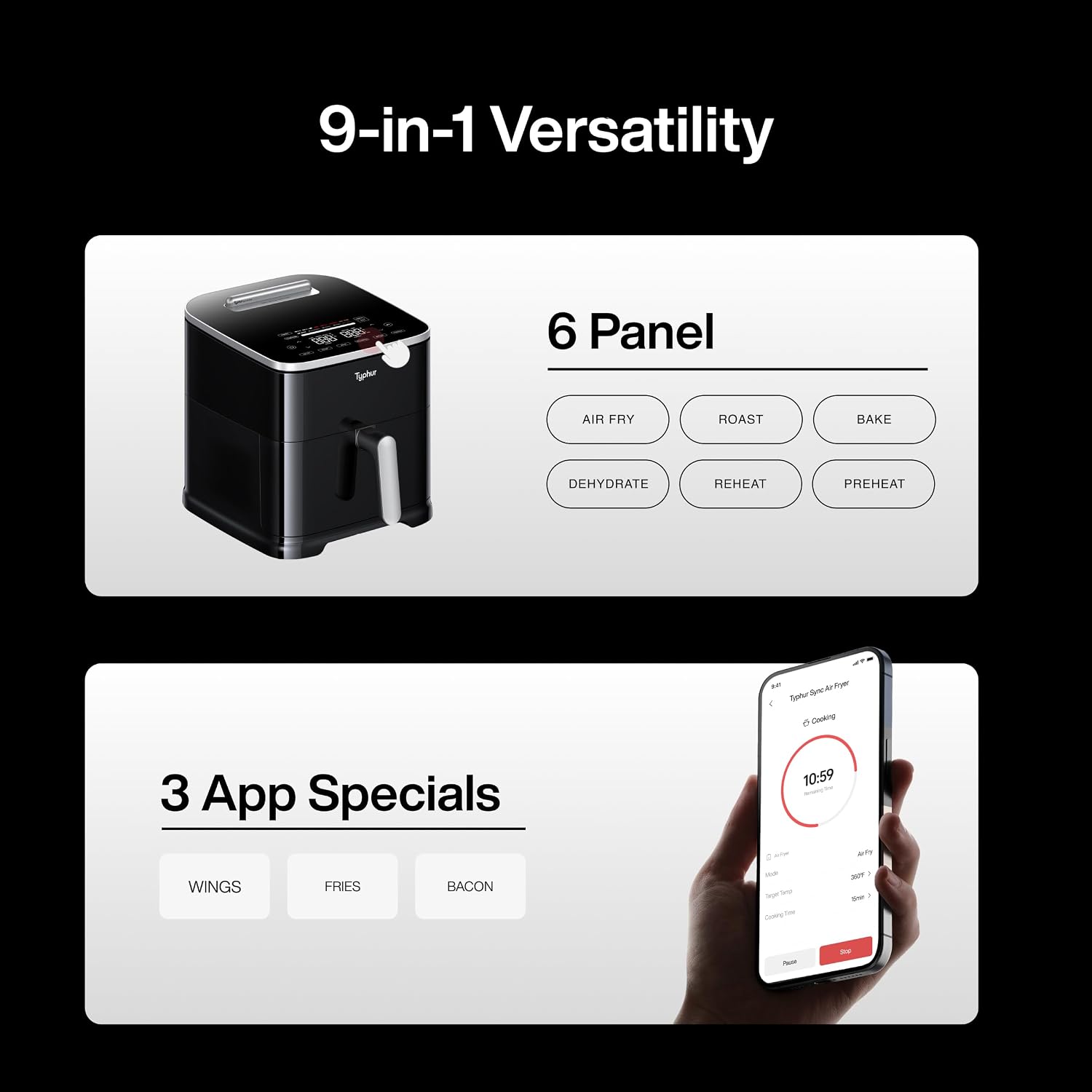 Sync 8QT AI Smart Air Fryer with Built-in Wireless Meat Thermometer - Image 8