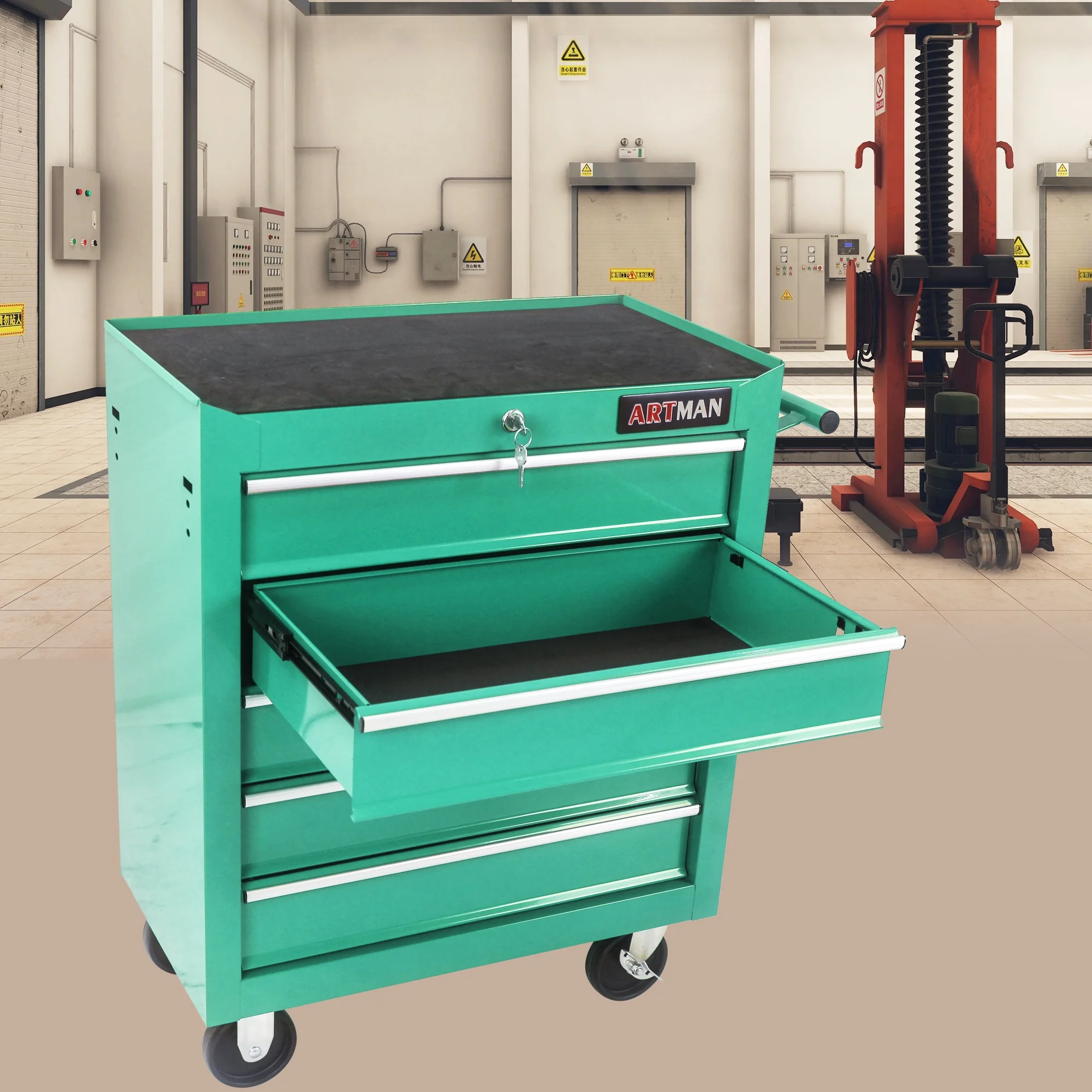 5 Drawer Rolling Tool Chest, Steel Tool Storage Cabinet for Garage Storage with 4 Wheels and Locker - Image 21